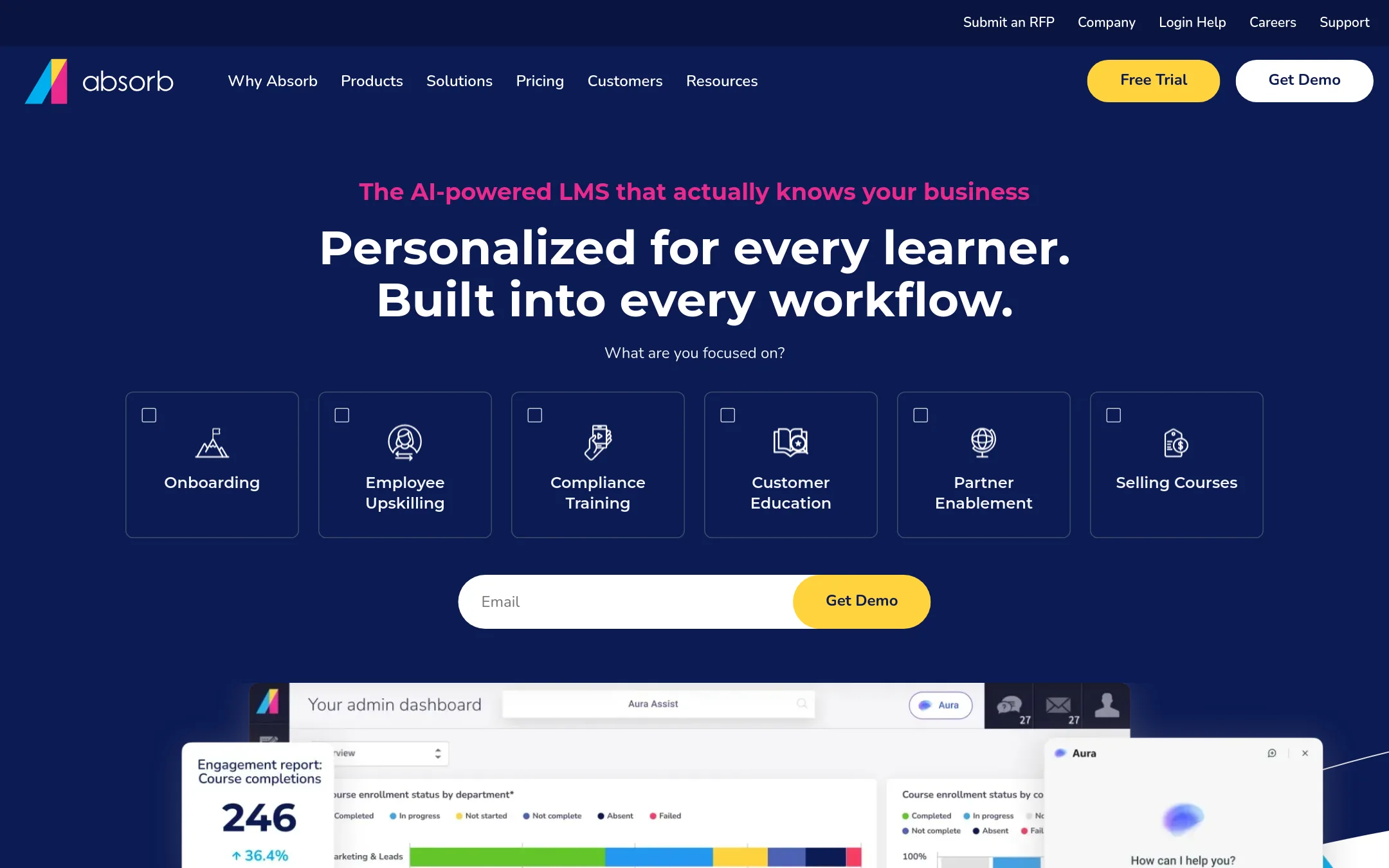 Absorb LMS homepage