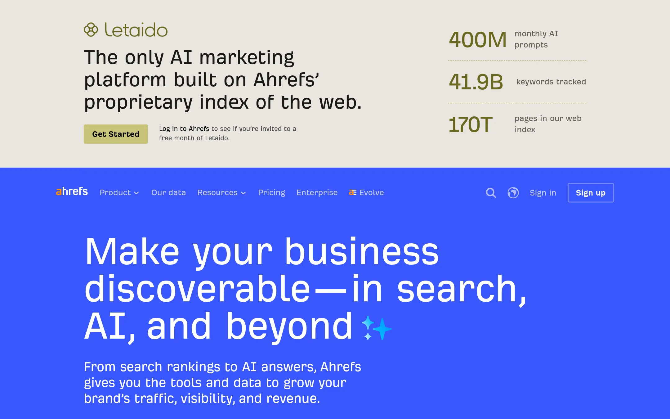 Ahrefs homepage