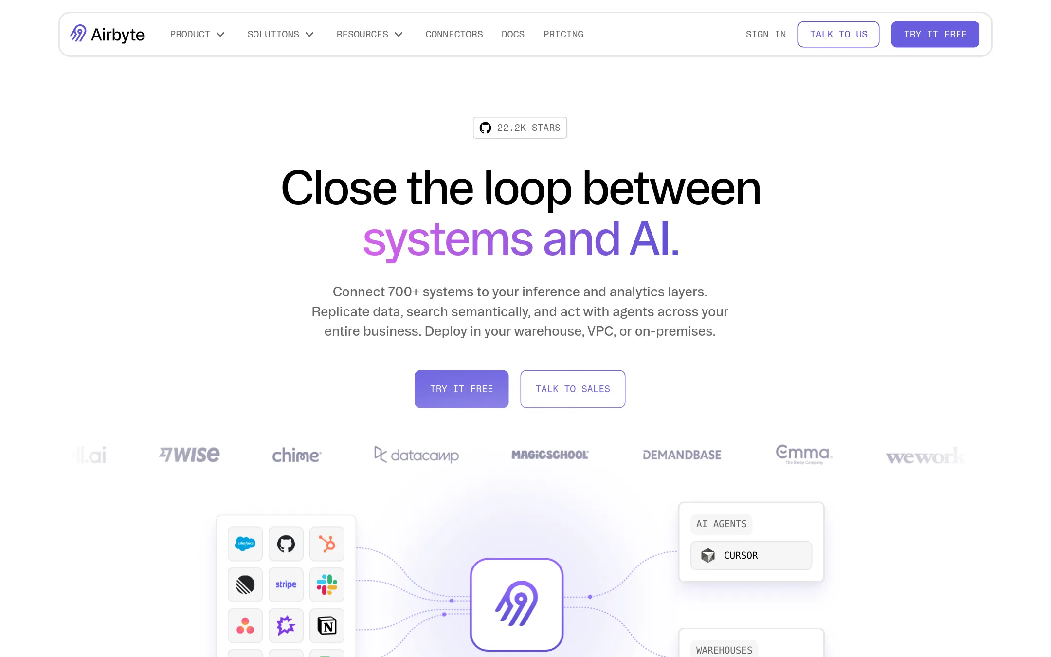 Airbyte homepage