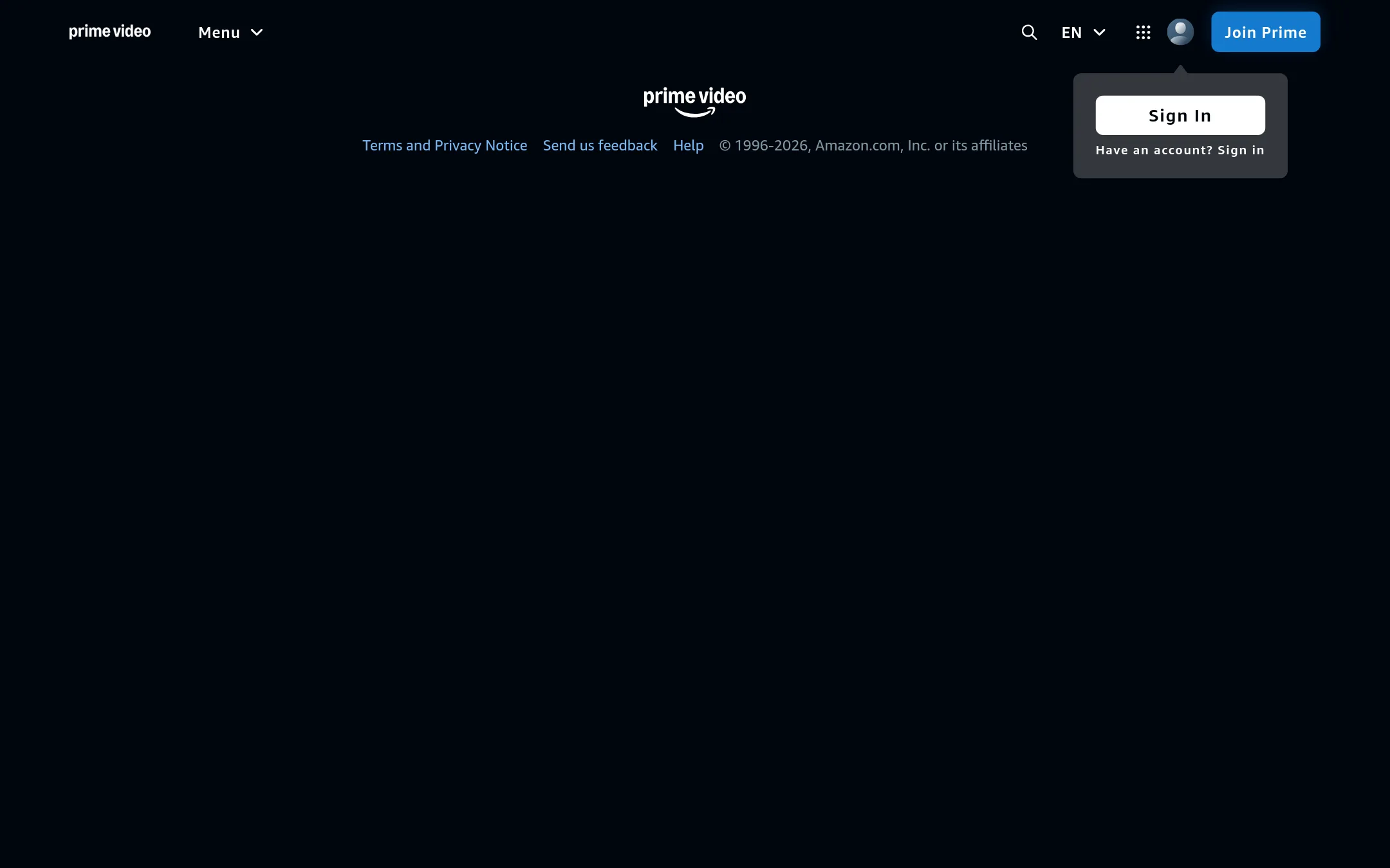 Amazon Prime Video homepage