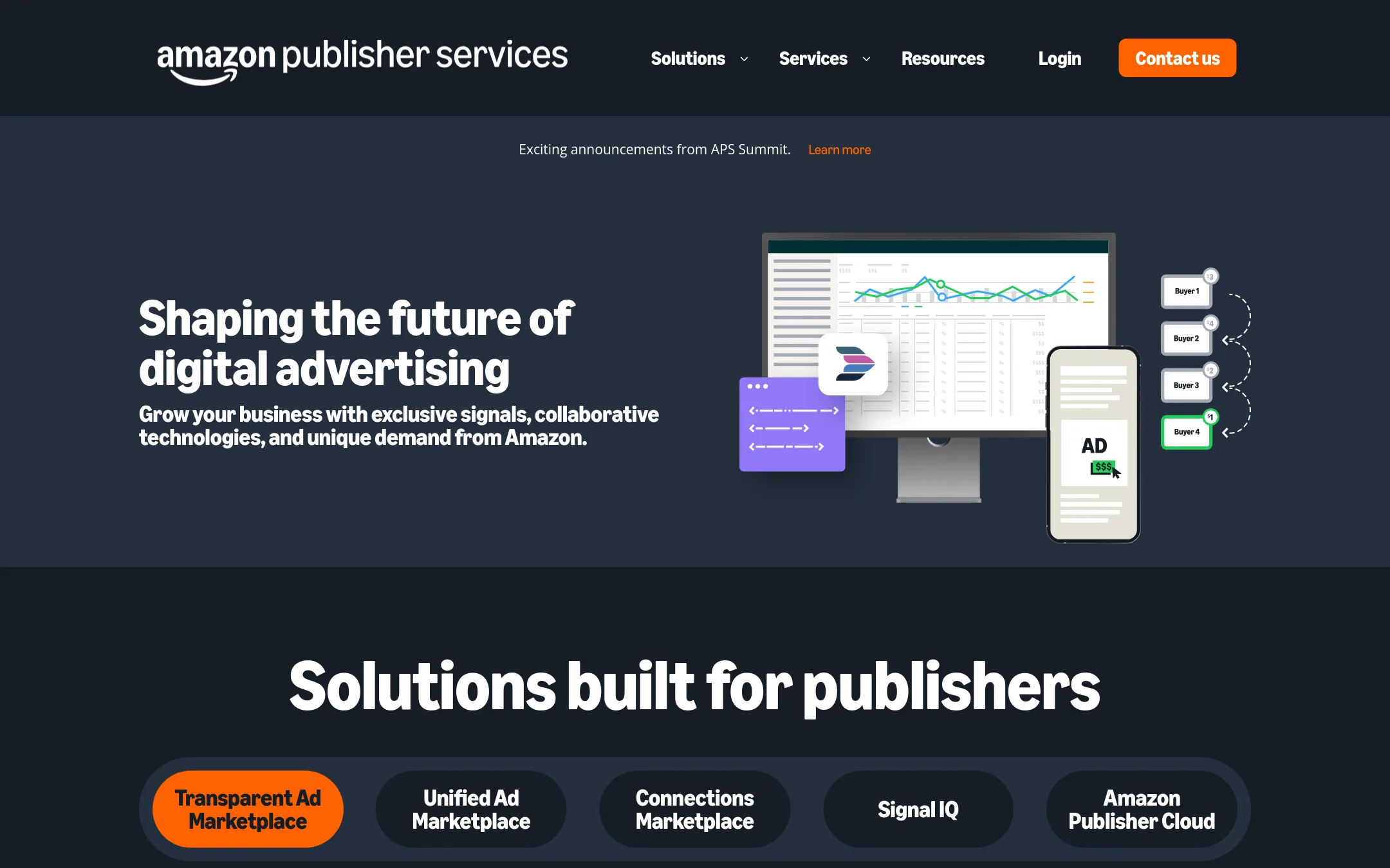 Amazon Publisher Services homepage