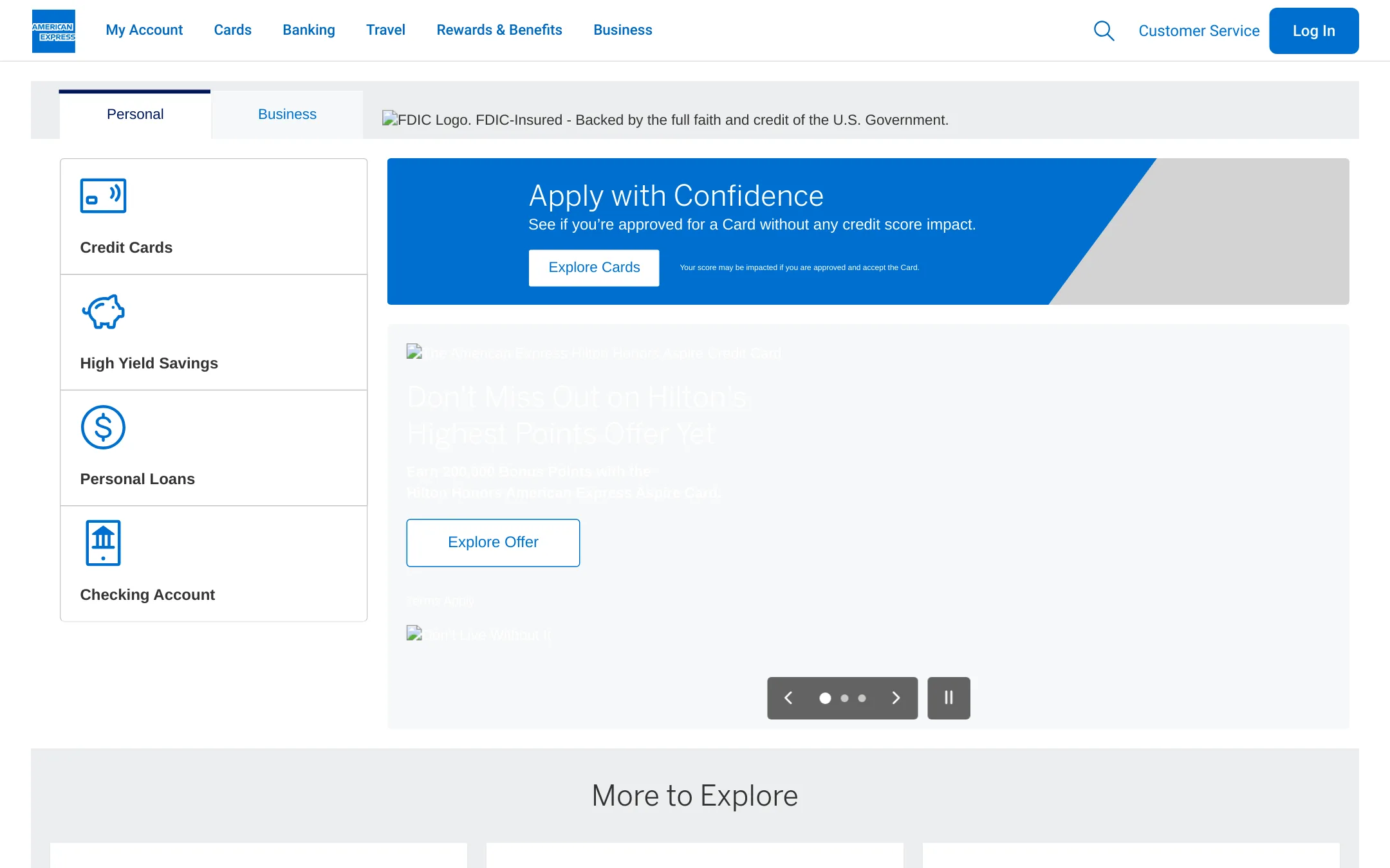 American Express Business homepage