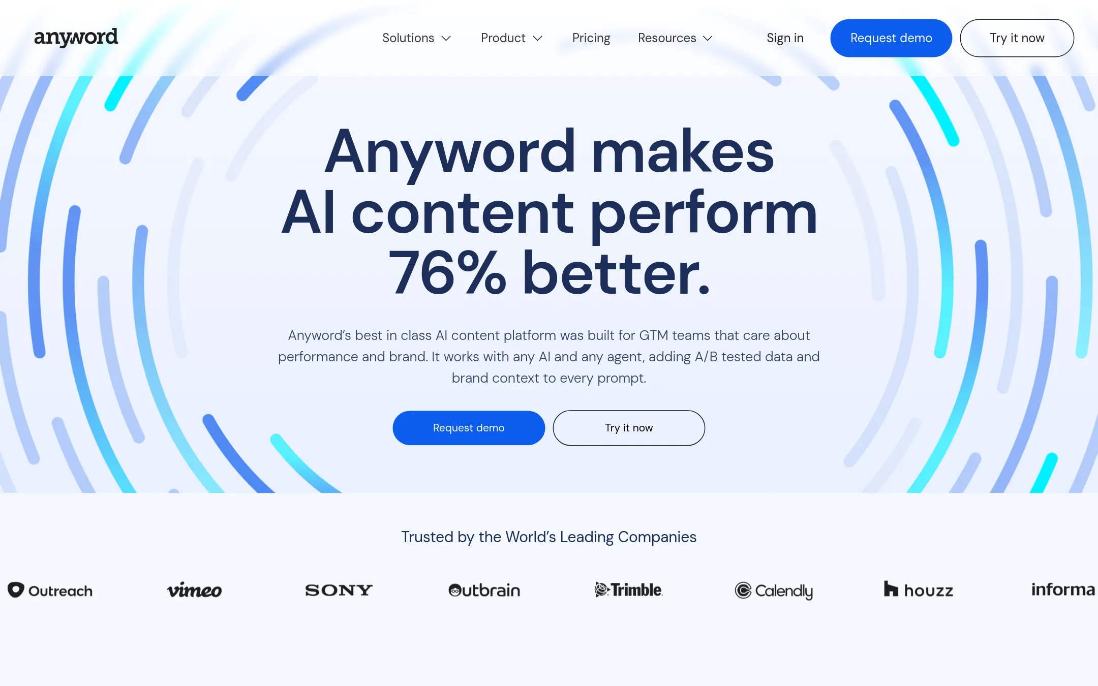 Anyword homepage