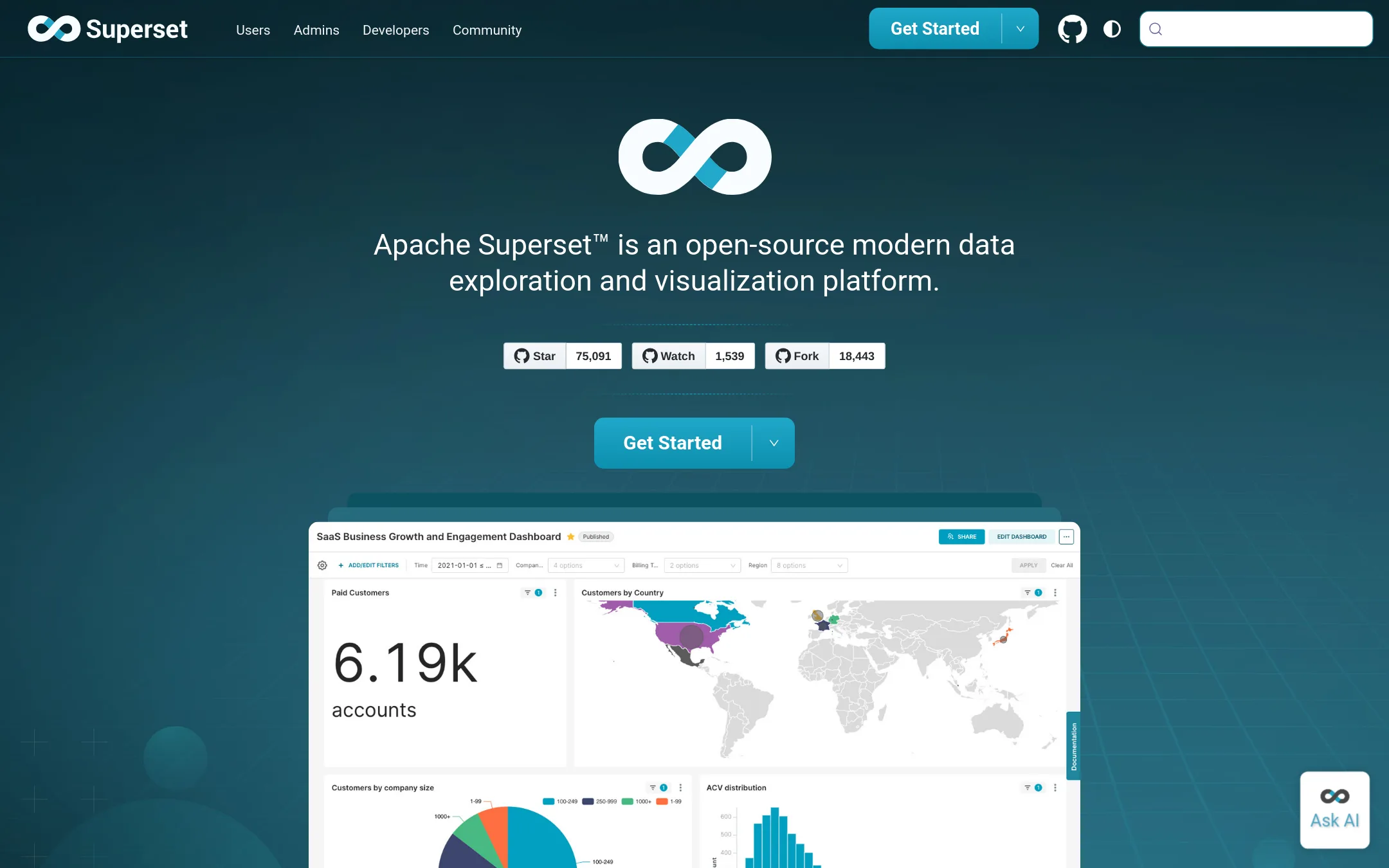 Apache Superset homepage