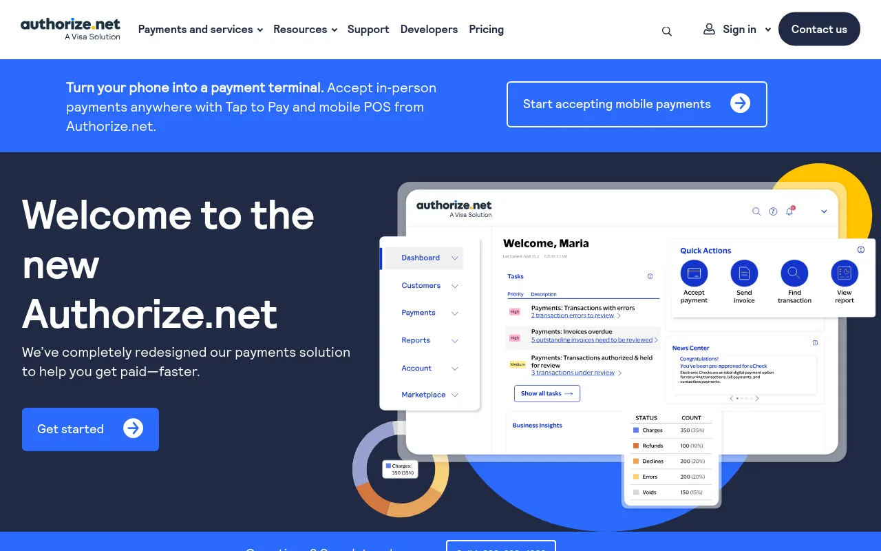Authorize.net homepage