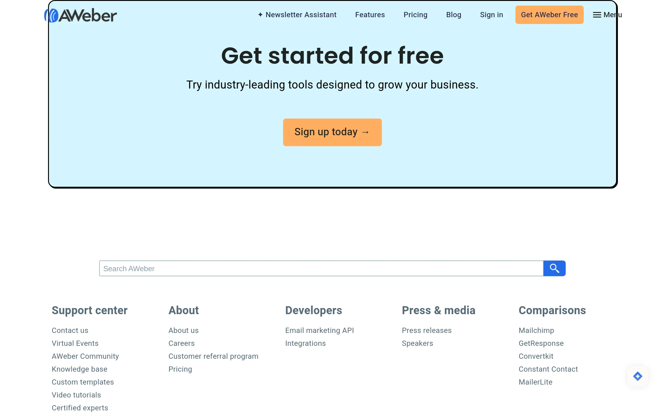 AWeber homepage