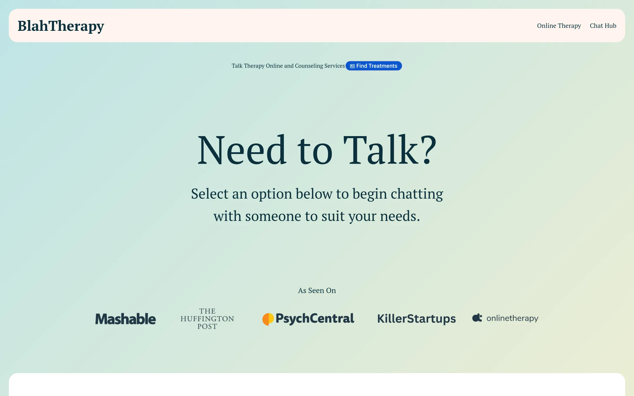 BlahTherapy homepage