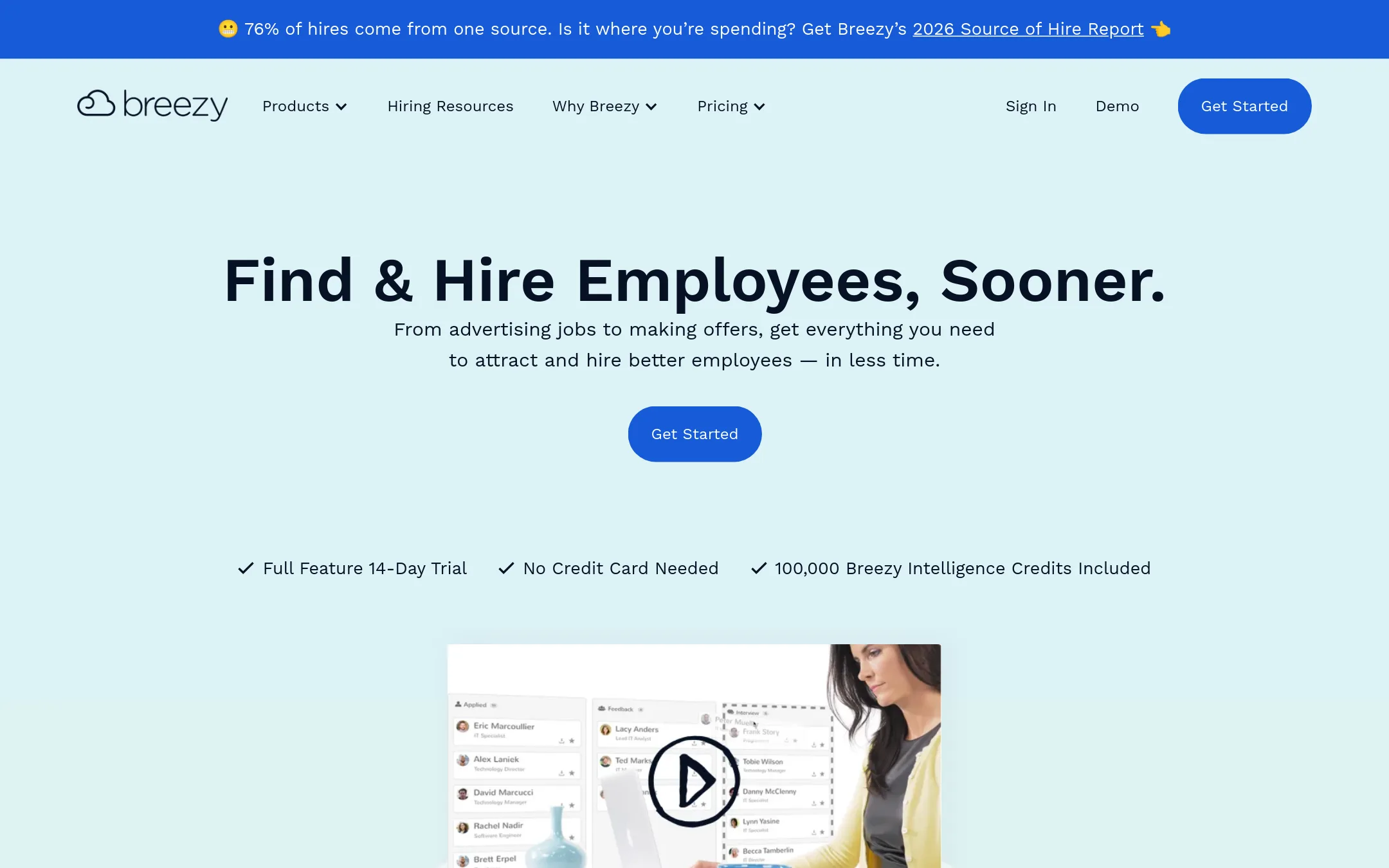 Breezy HR homepage