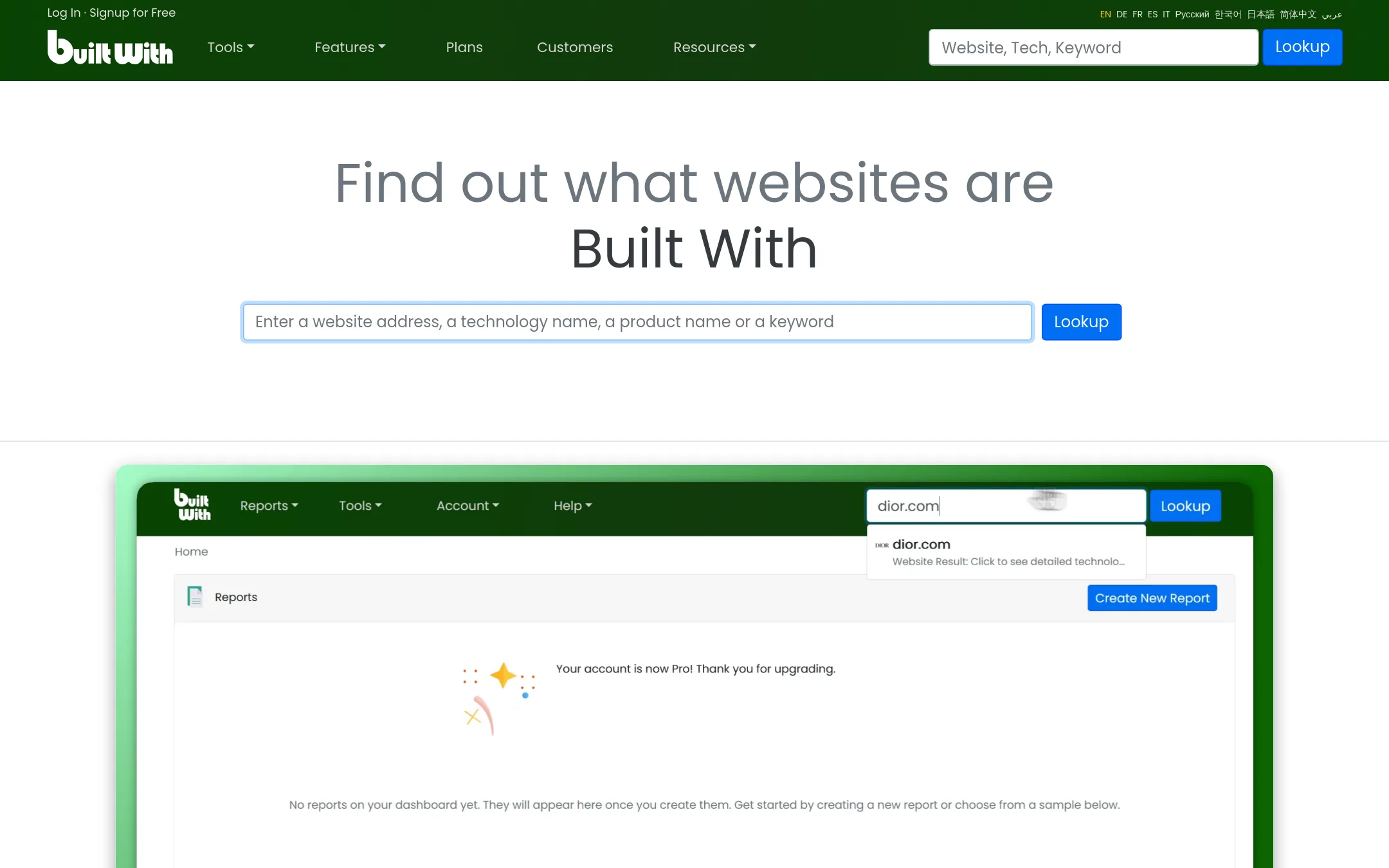 BuiltWith homepage