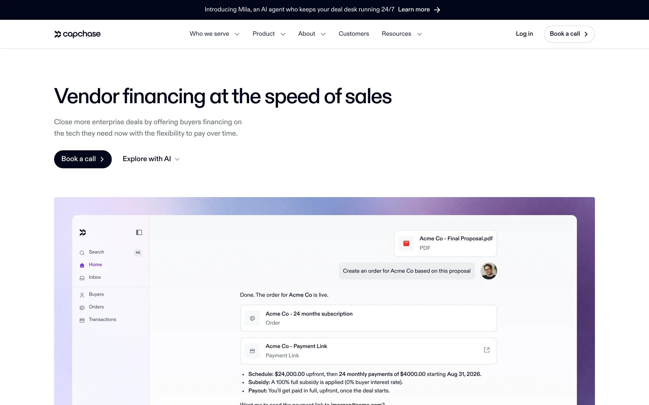 Capchase homepage