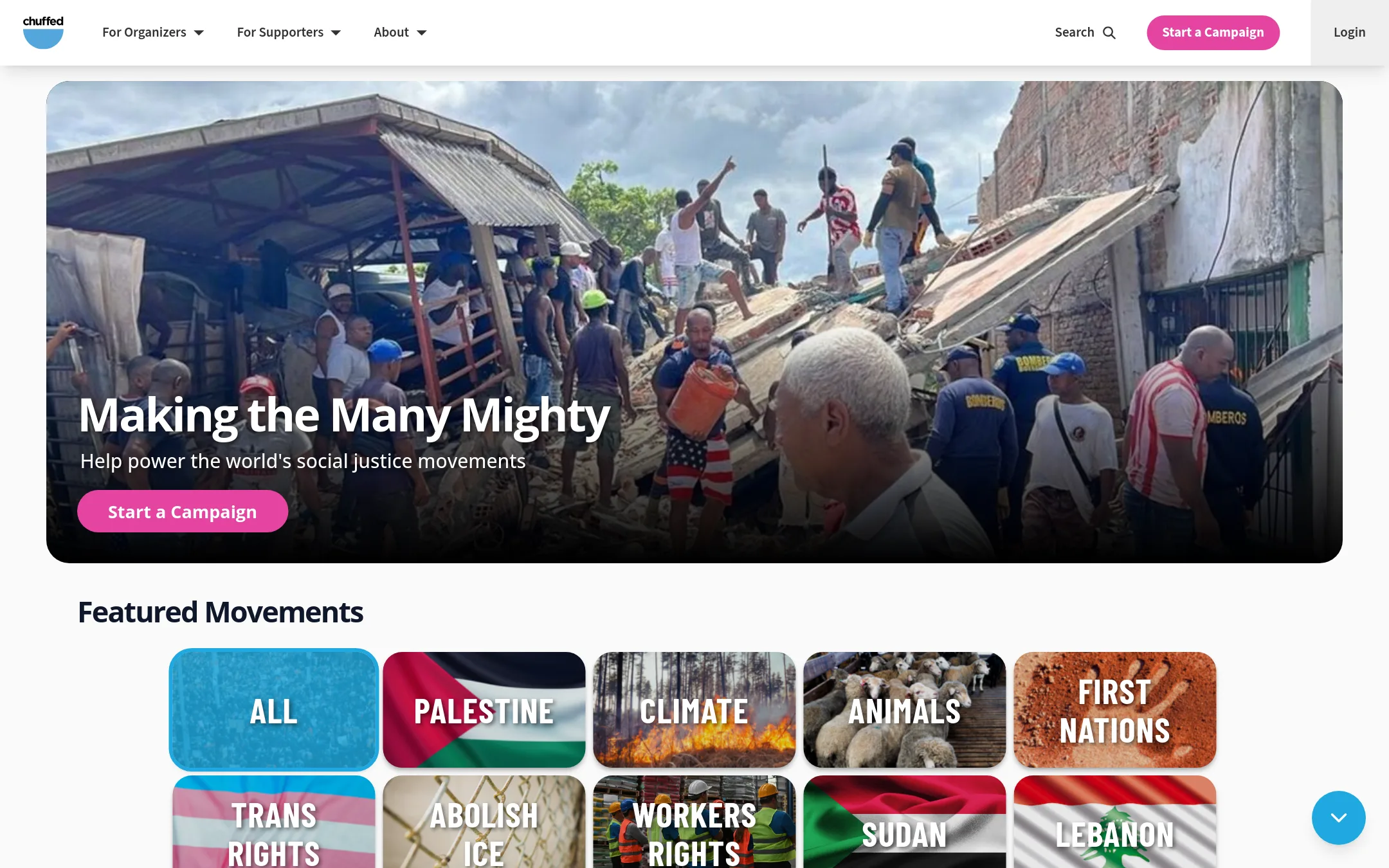 Chuffed homepage