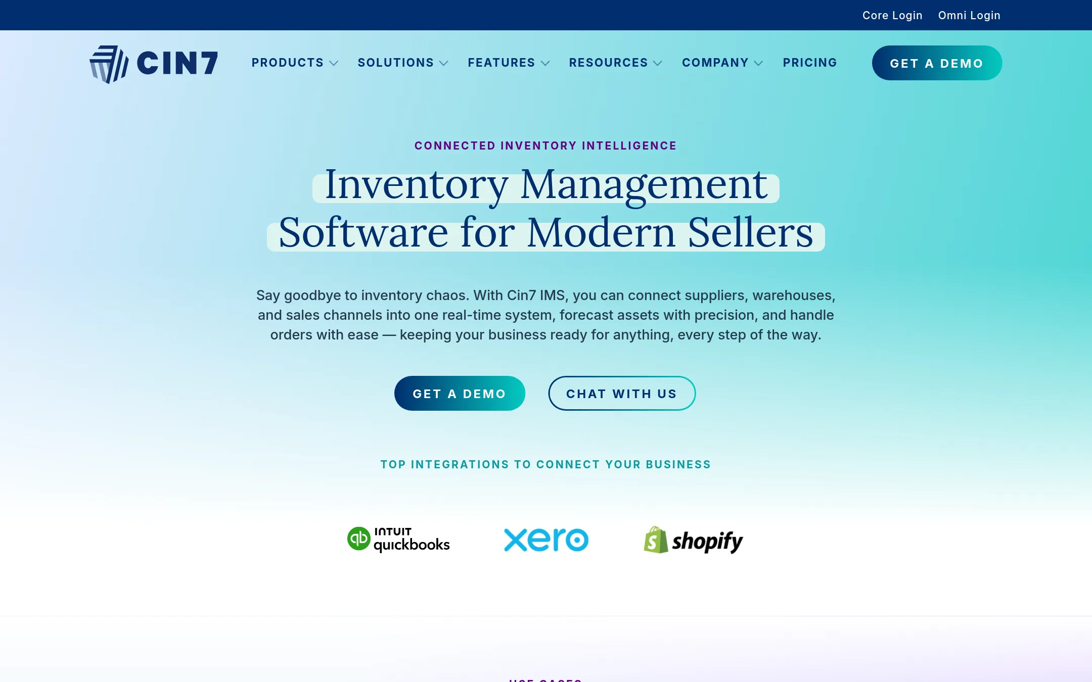 Cin7 homepage
