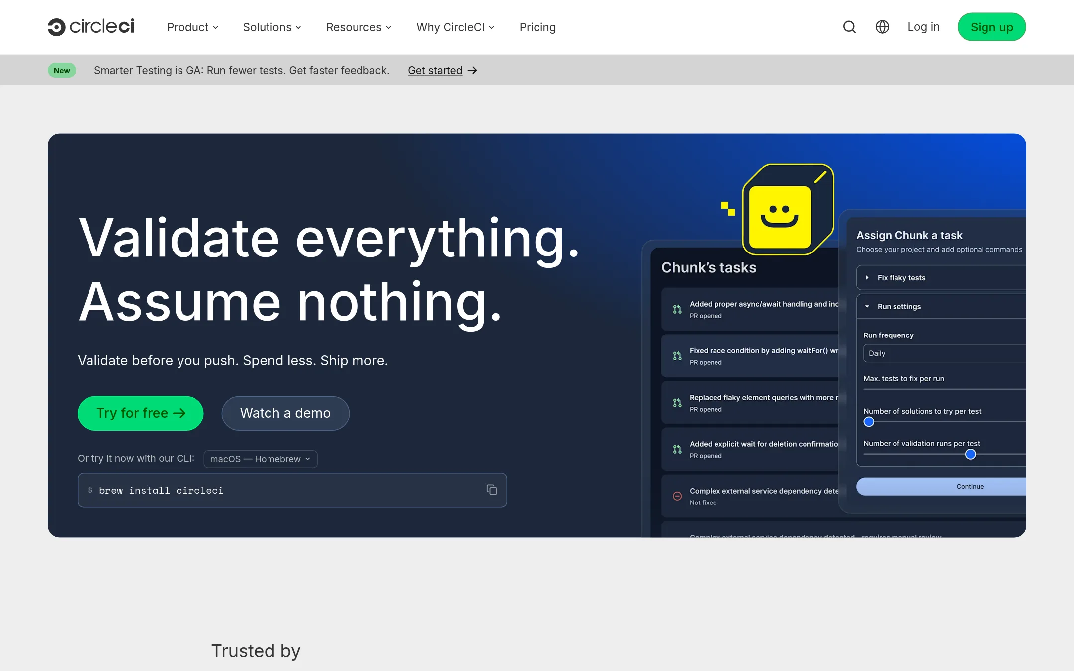 CircleCI homepage