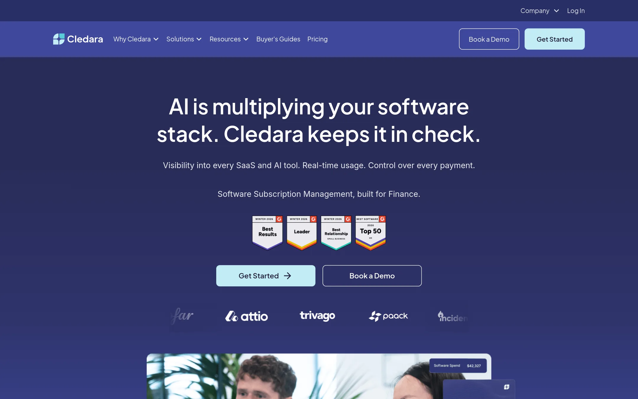 Cledara homepage