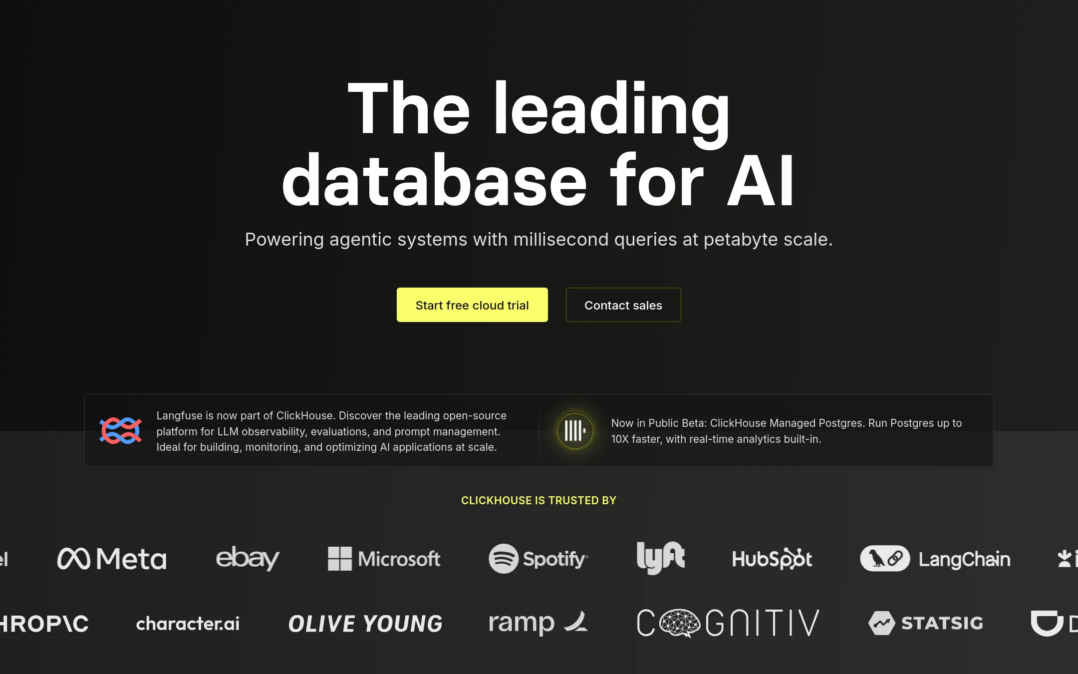 ClickHouse homepage