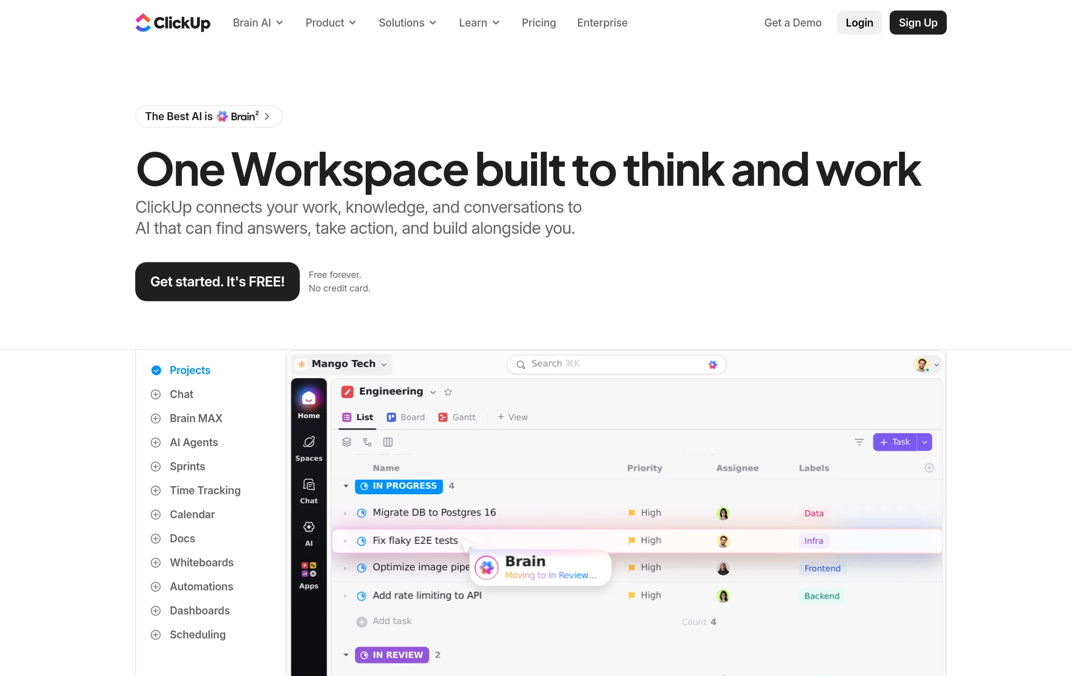 ClickUp homepage