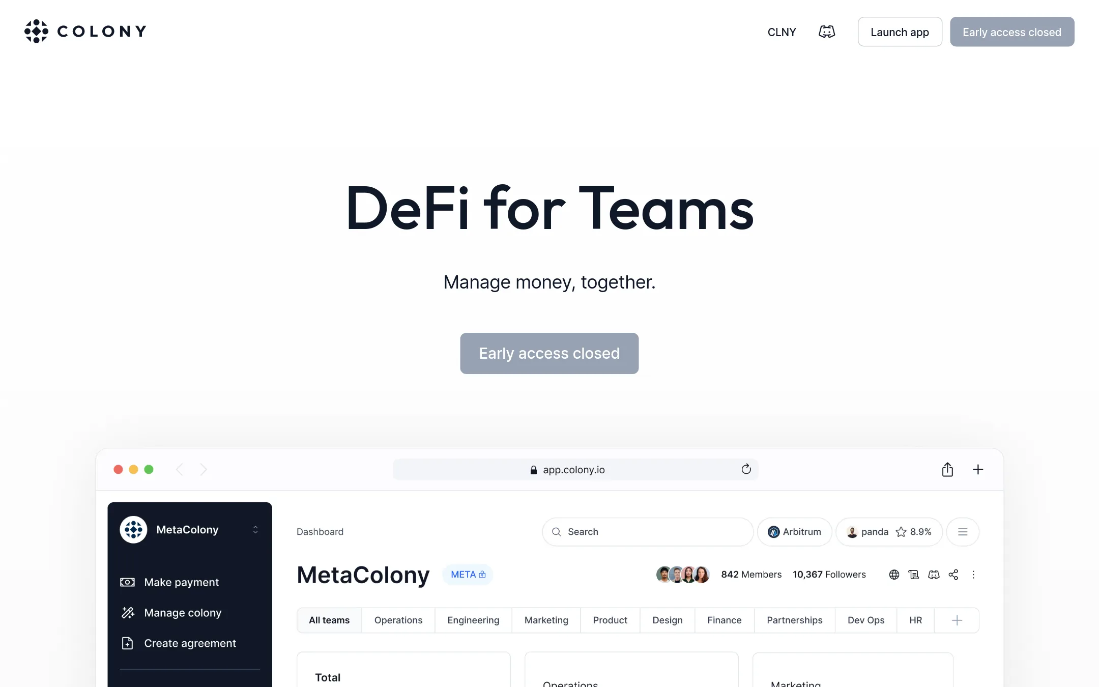 Colony homepage