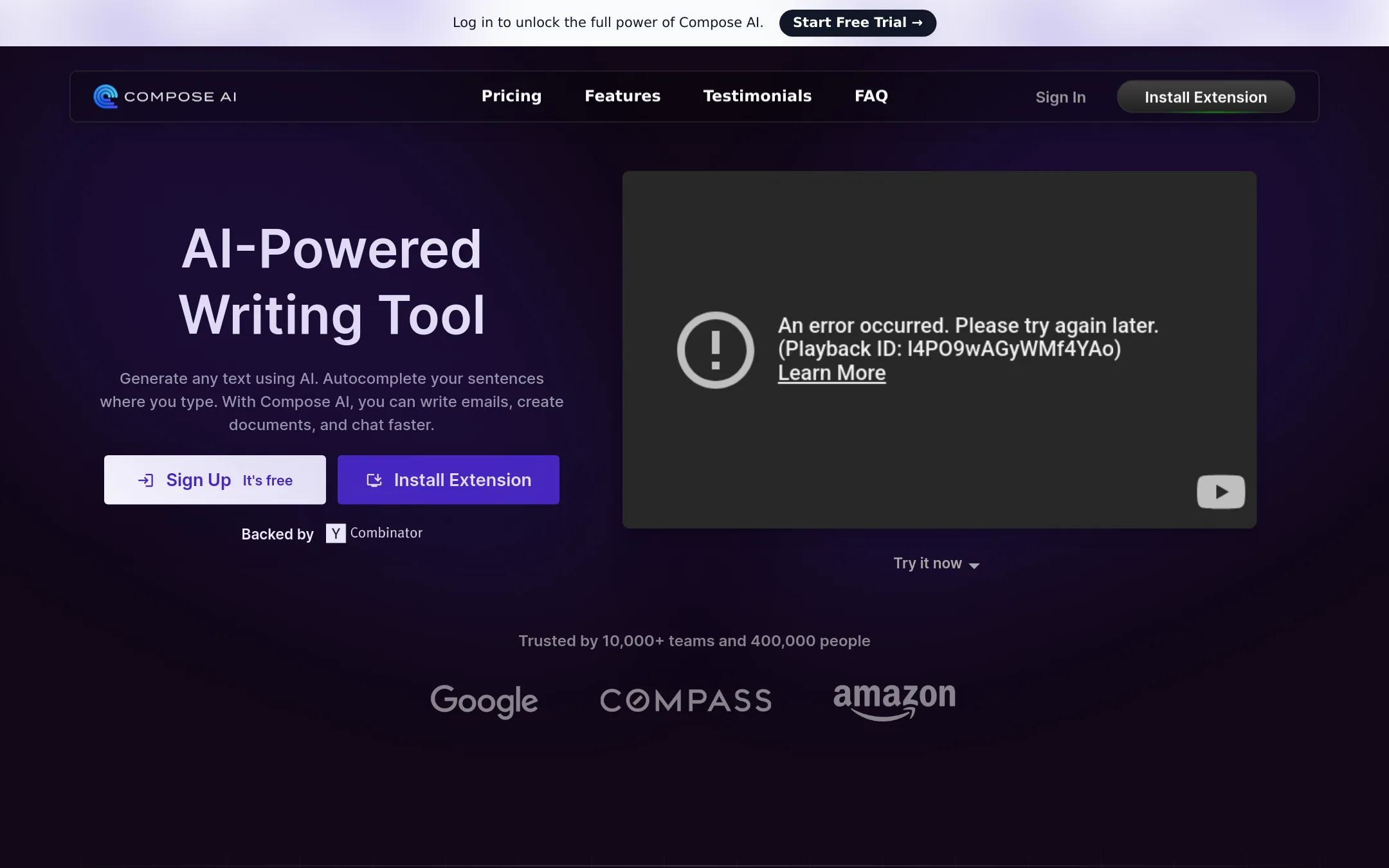 Compose.ai homepage