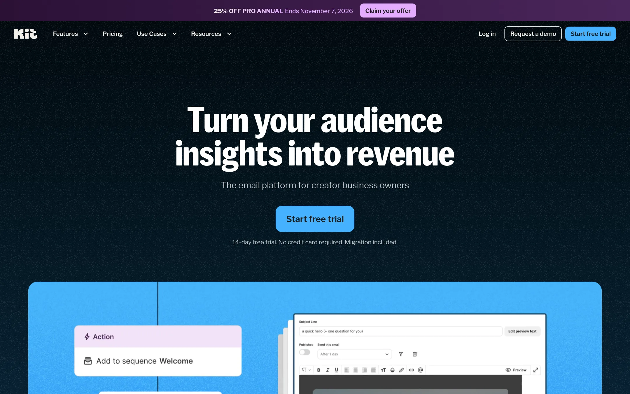 ConvertKit homepage