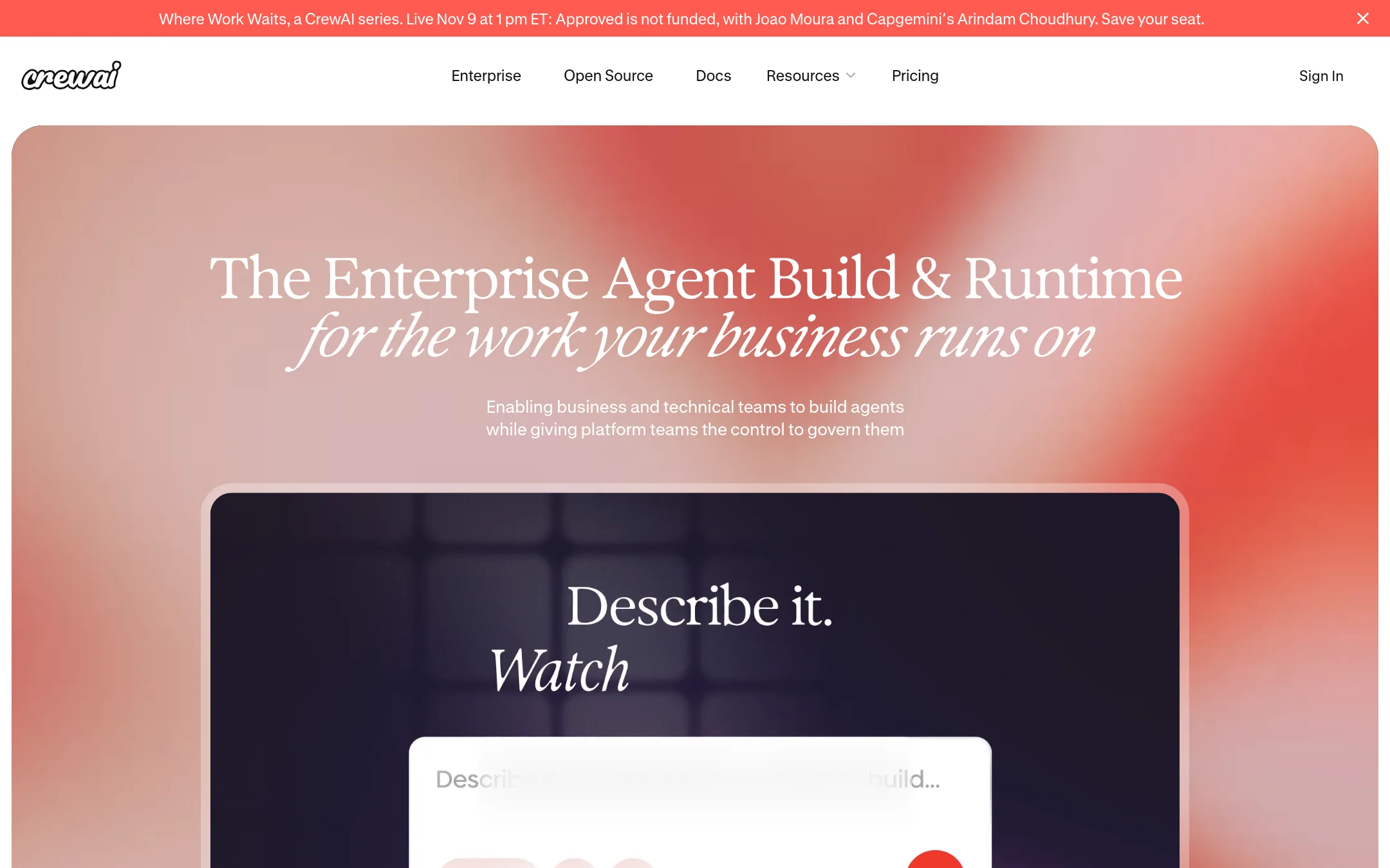 CrewAI homepage
