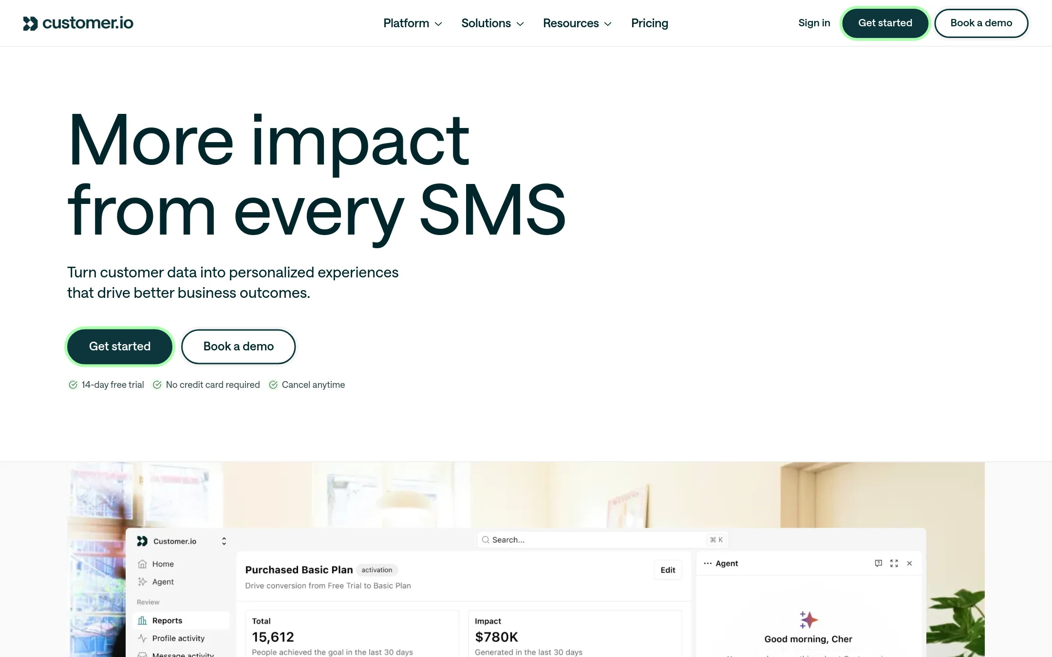 Customer.io homepage