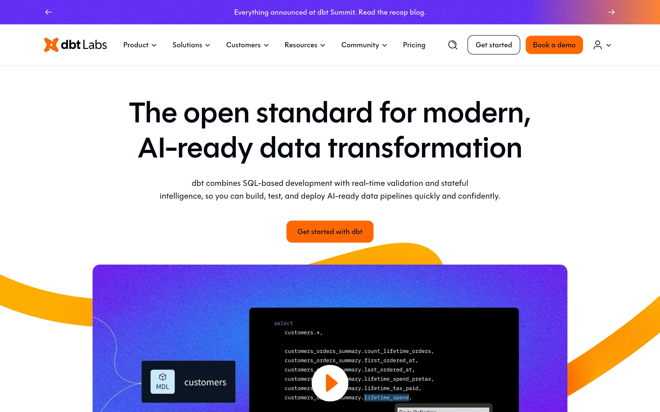 dbt Cloud homepage