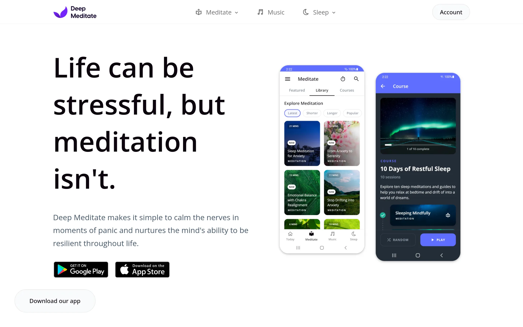 Deep Meditate homepage