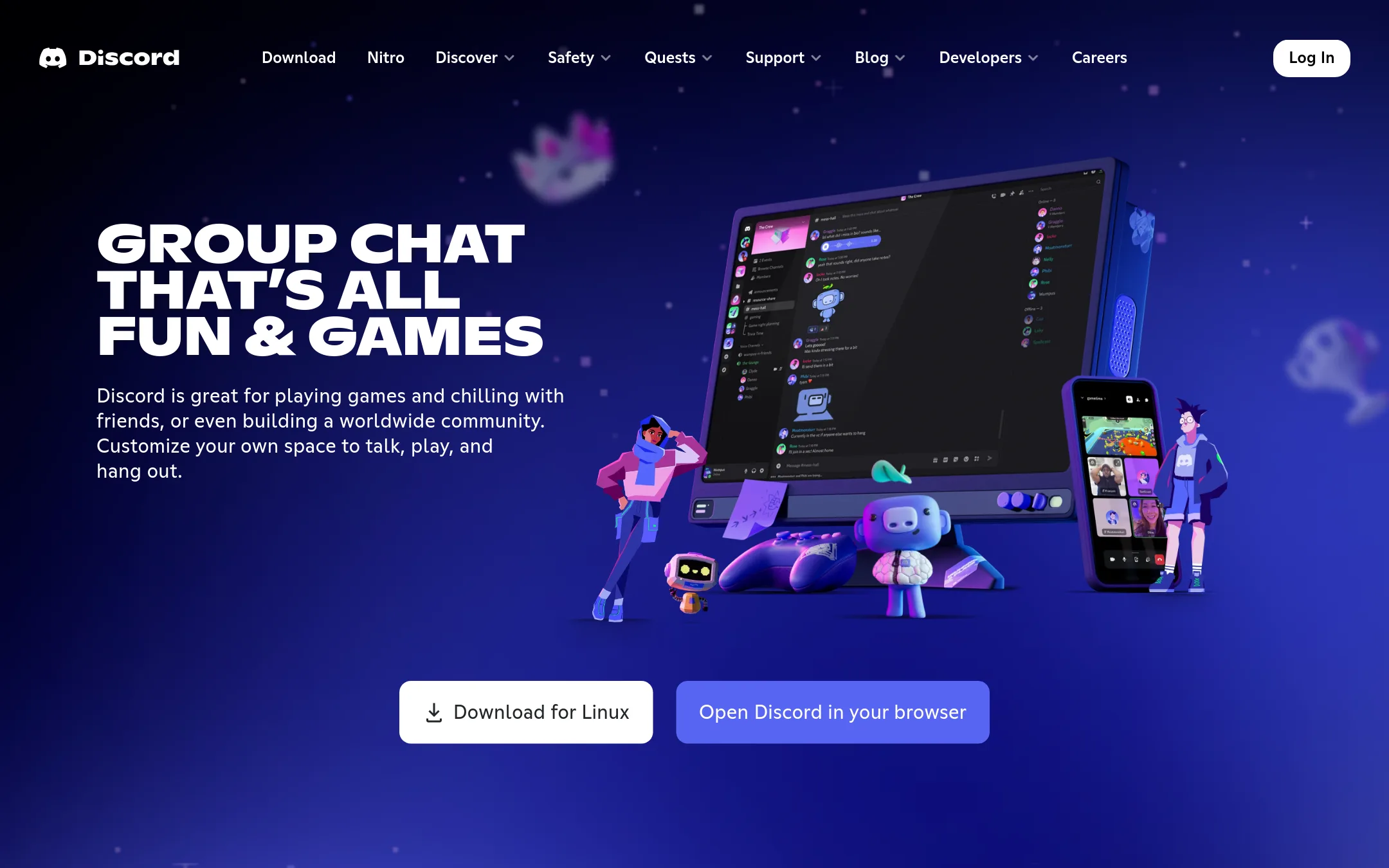 Discord homepage