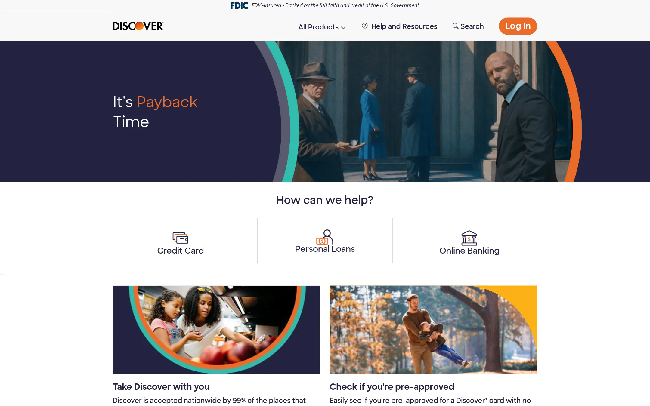 Discover Bank homepage