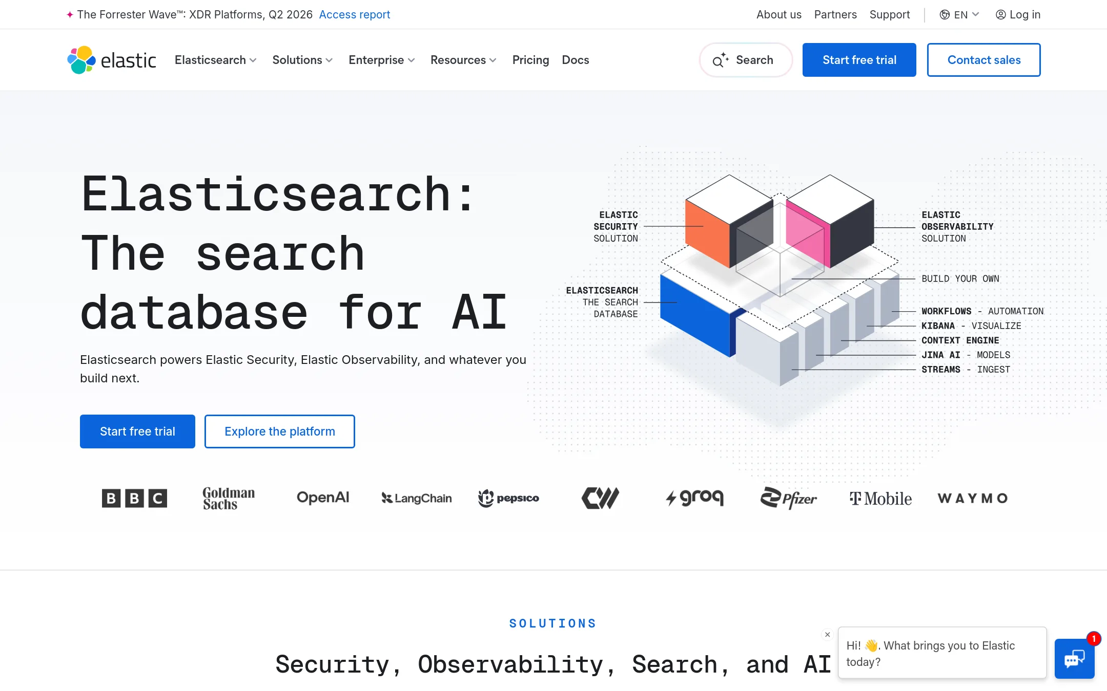 Elasticsearch homepage