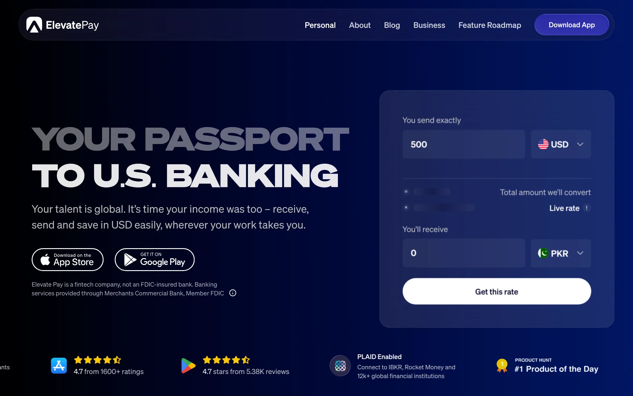 Elevate (formerly Bloom) homepage