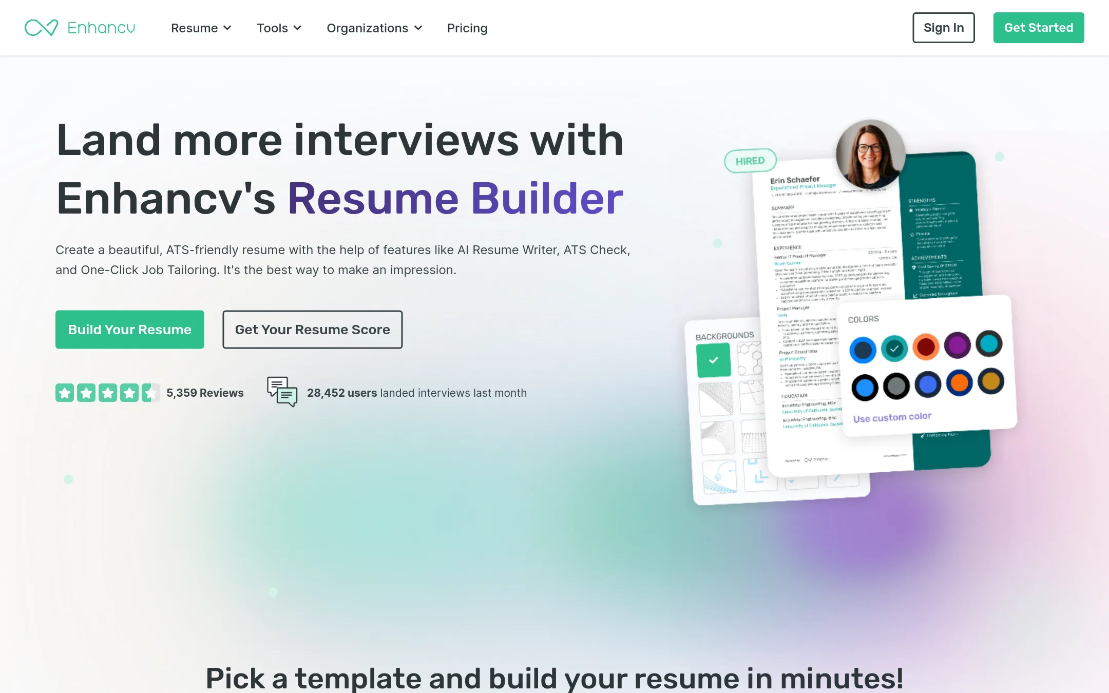 Enhancv homepage