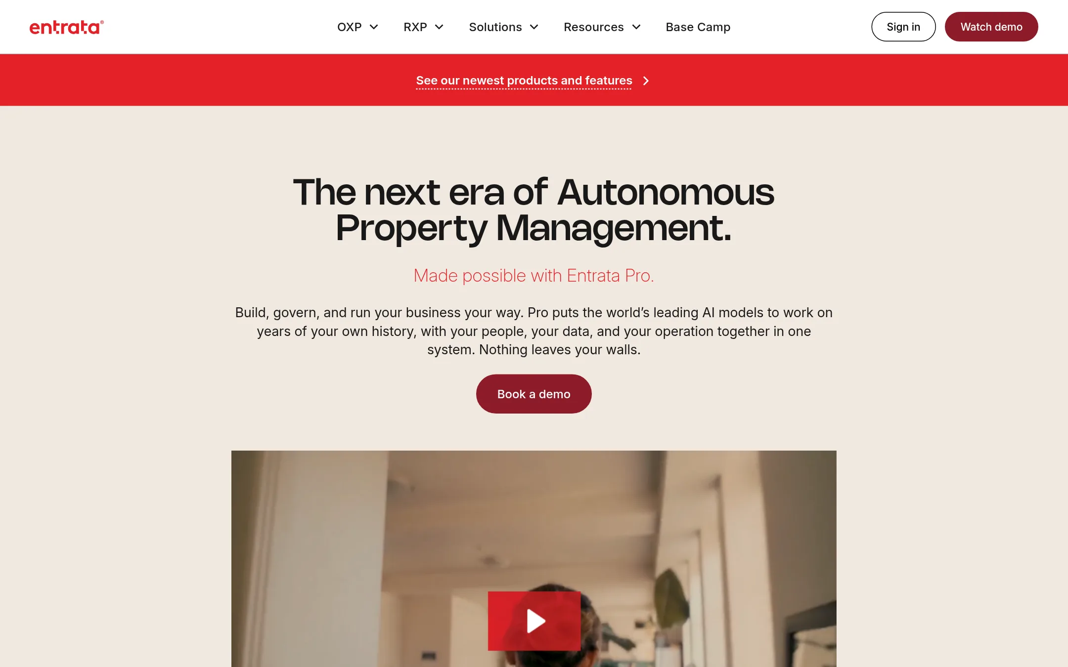 Entrata homepage