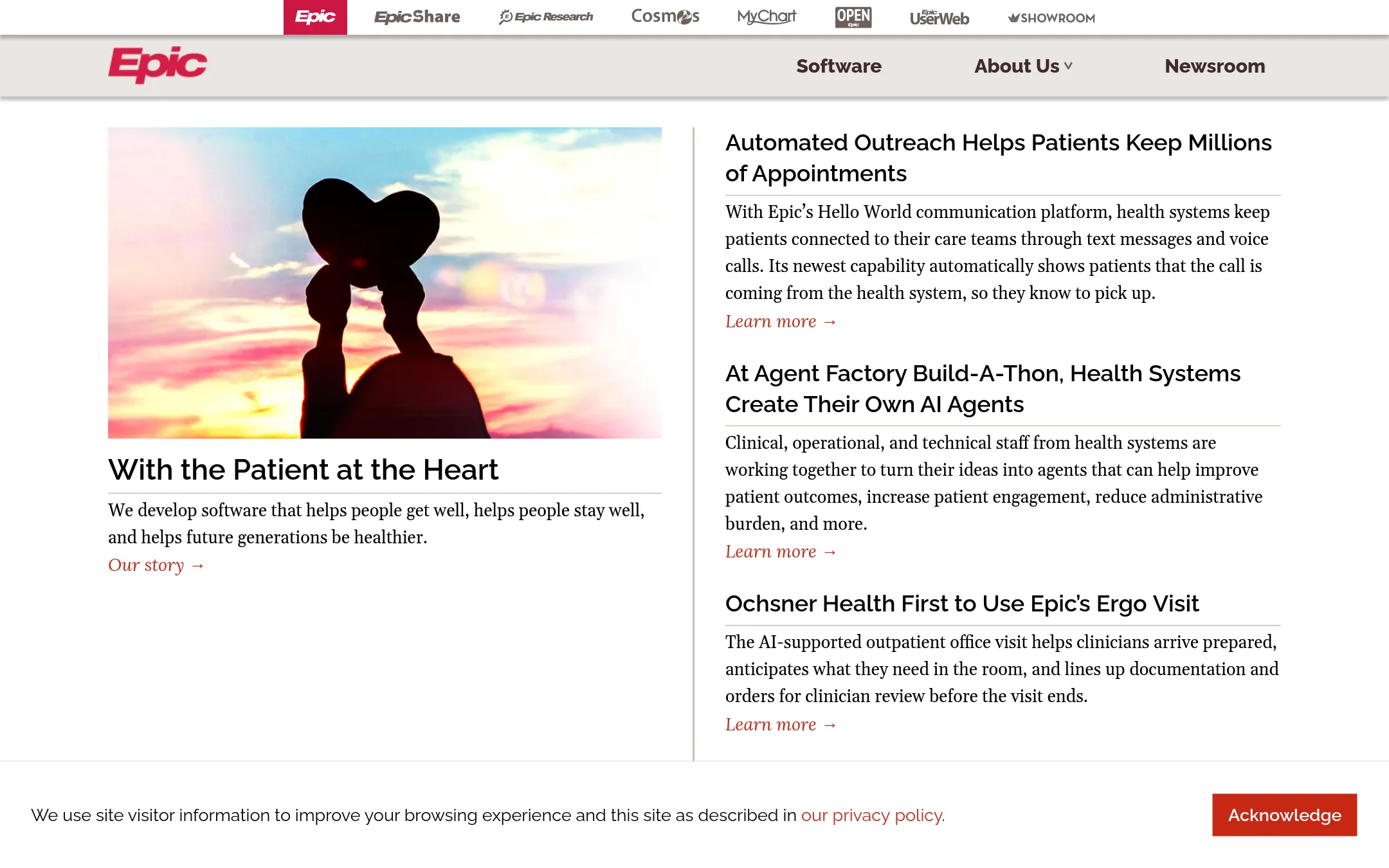Epic homepage