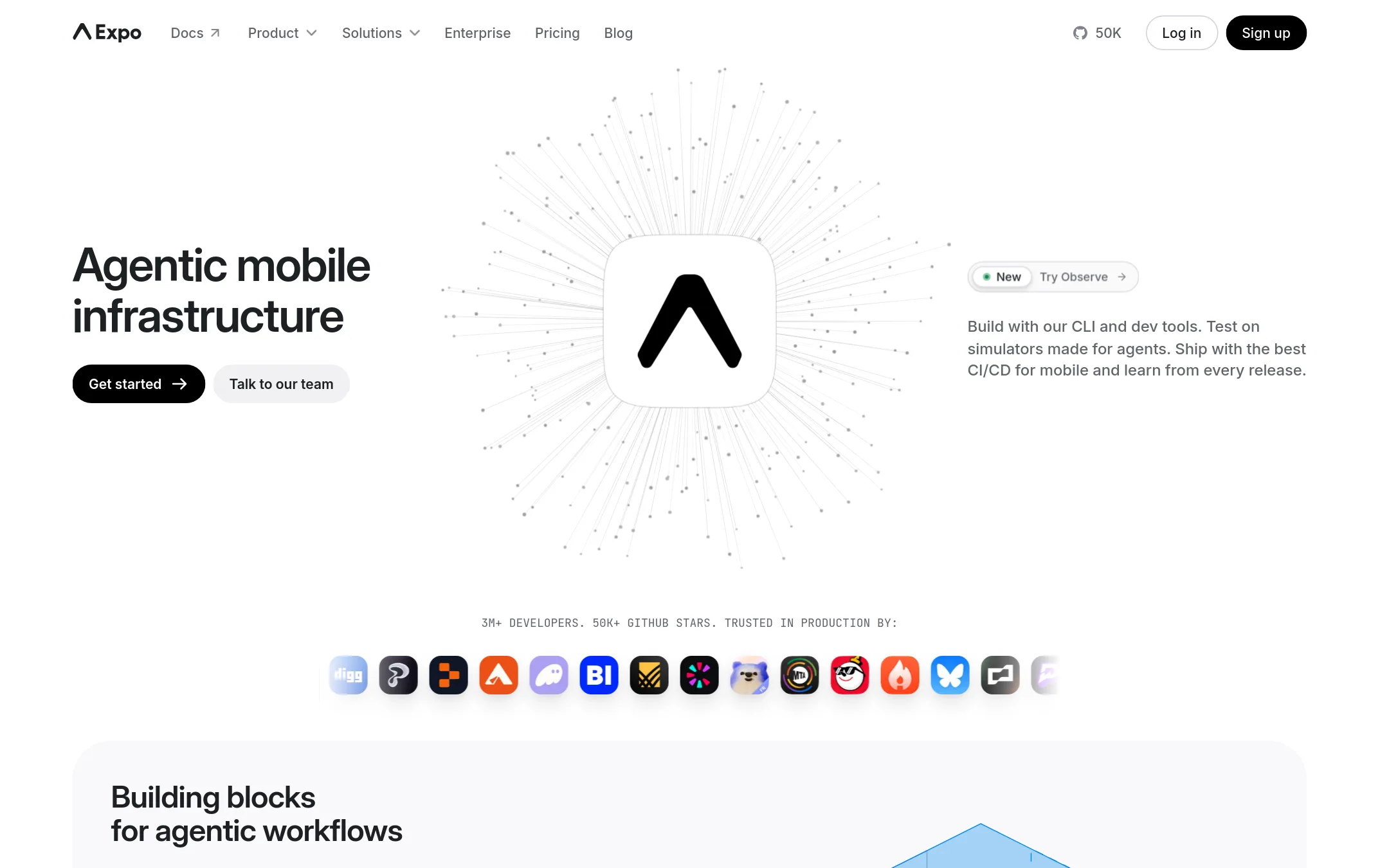 Expo homepage