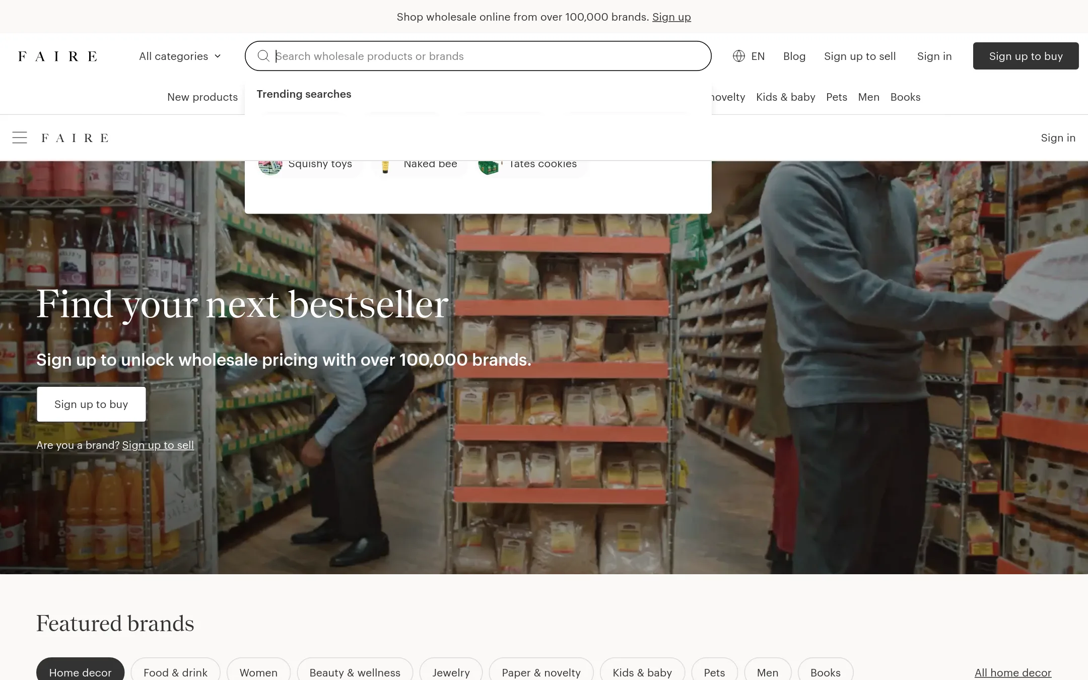 Faire homepage