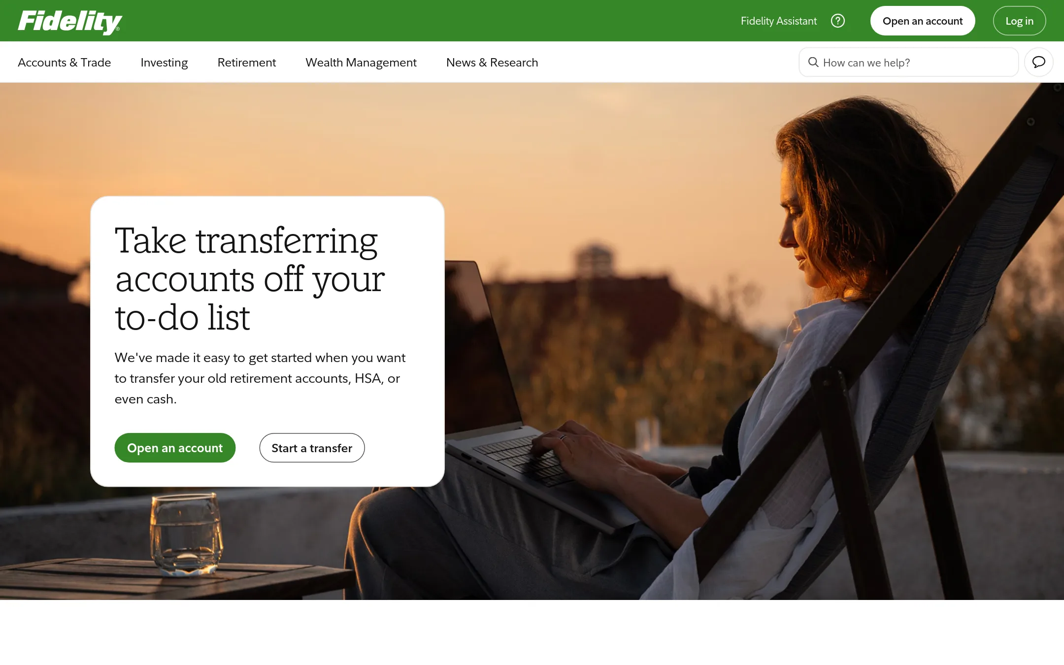 Fidelity 401(k) homepage