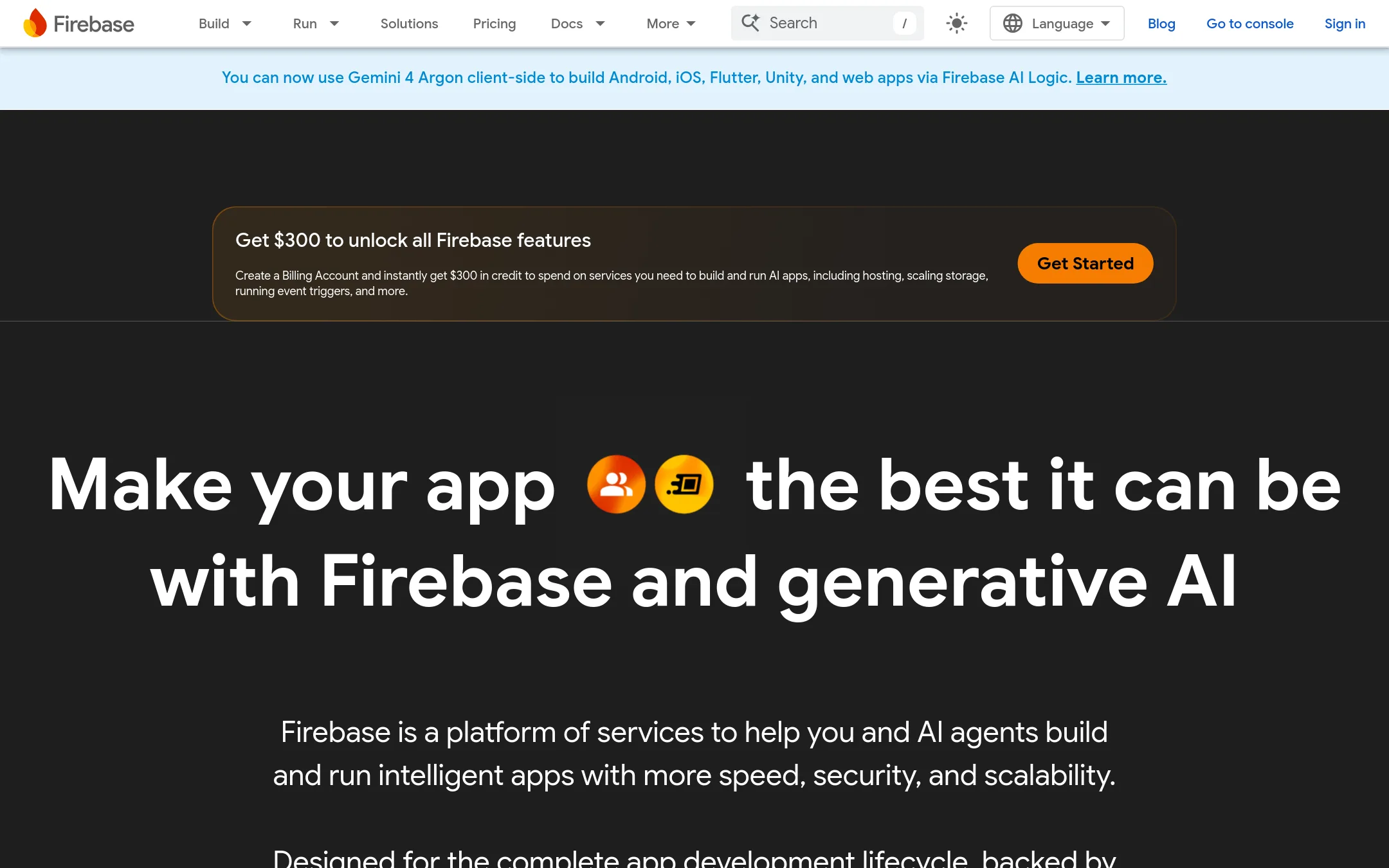 Firebase homepage