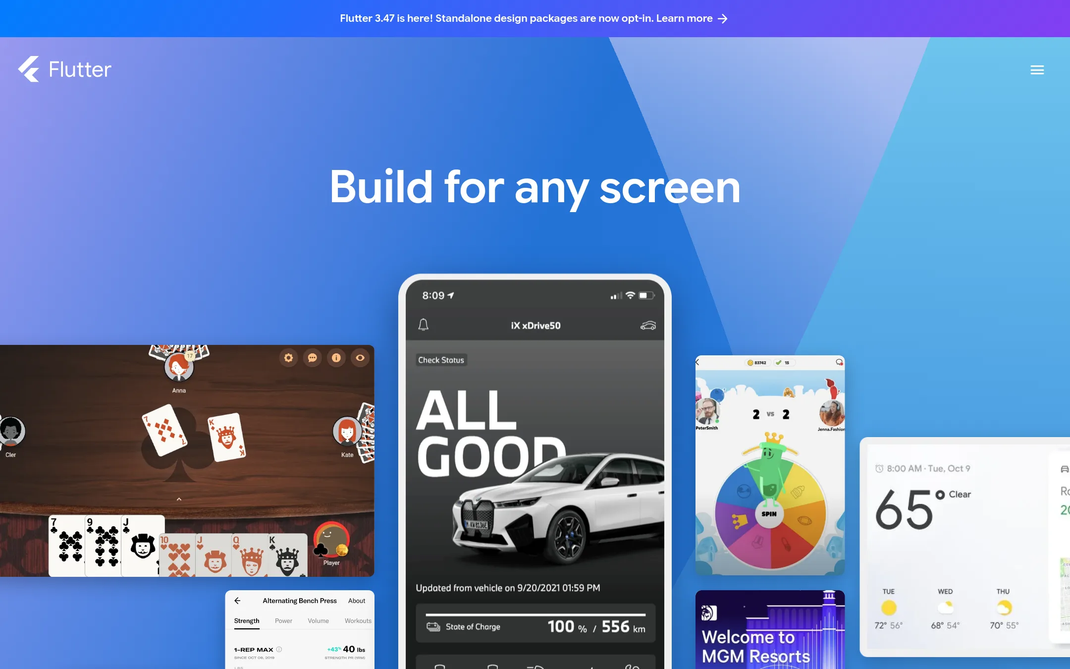 Flutter homepage