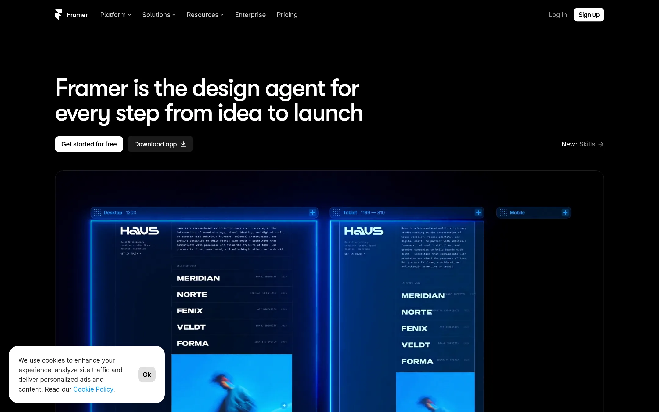 Framer homepage