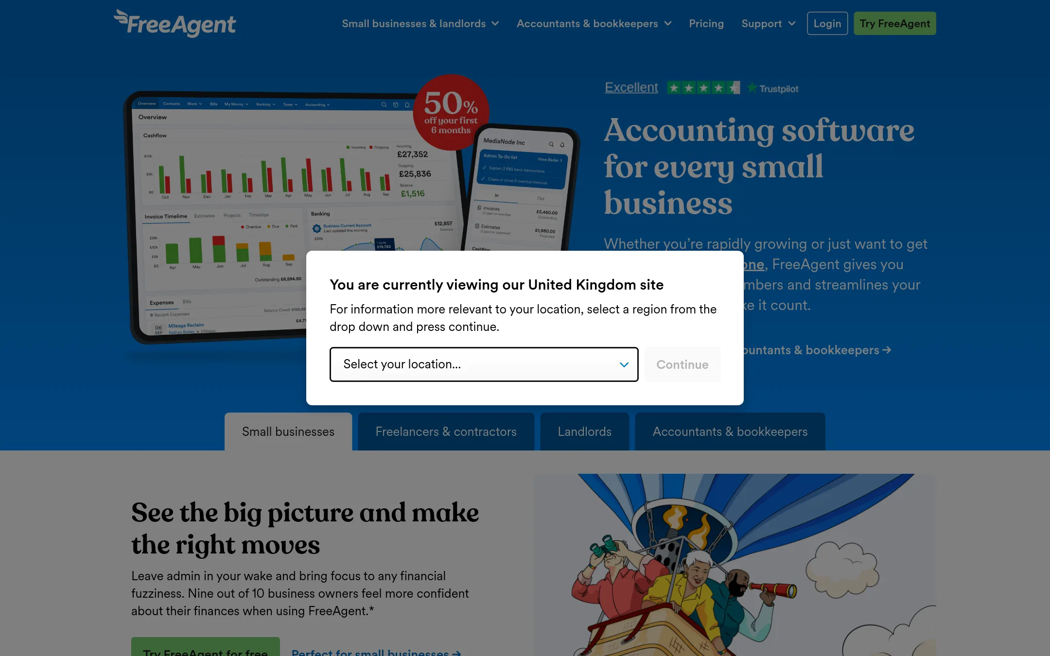 FreeAgent homepage