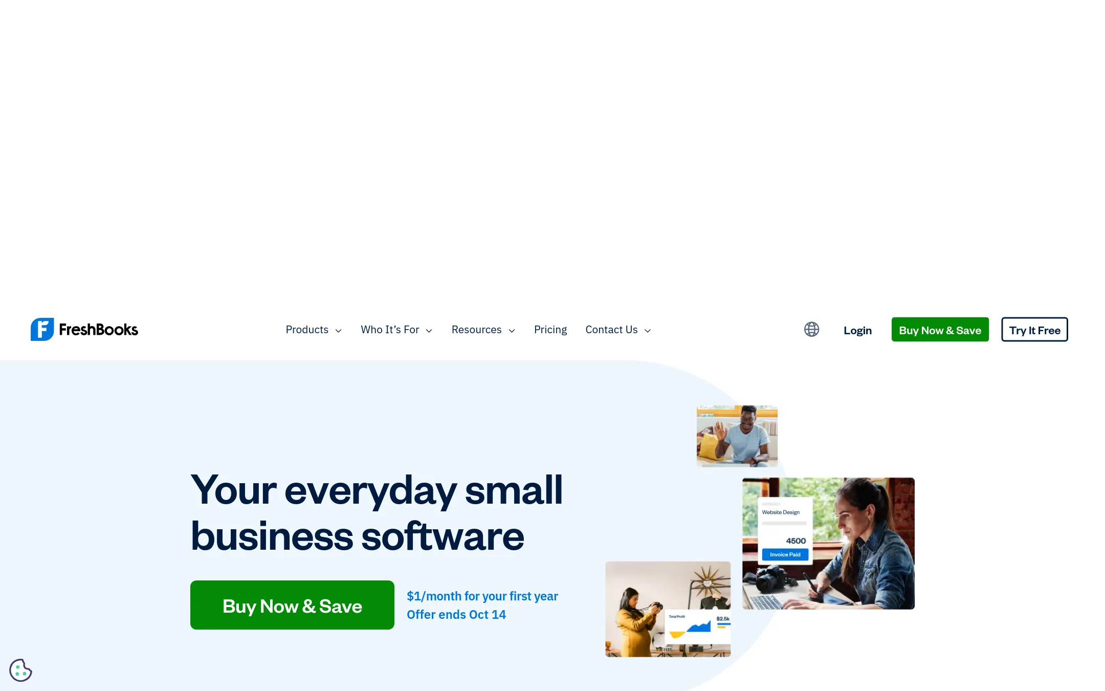 FreshBooks homepage