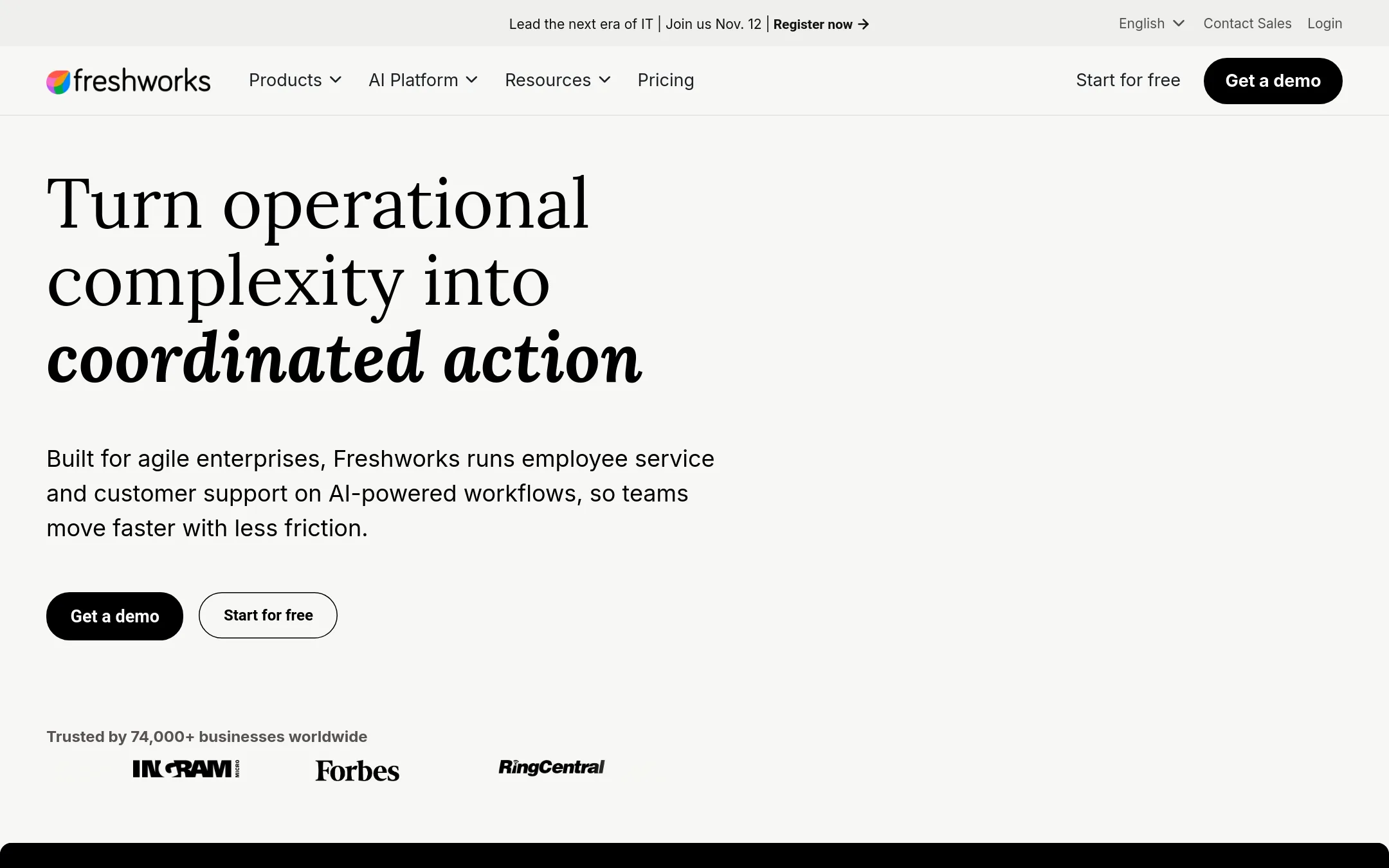 Freshsales homepage