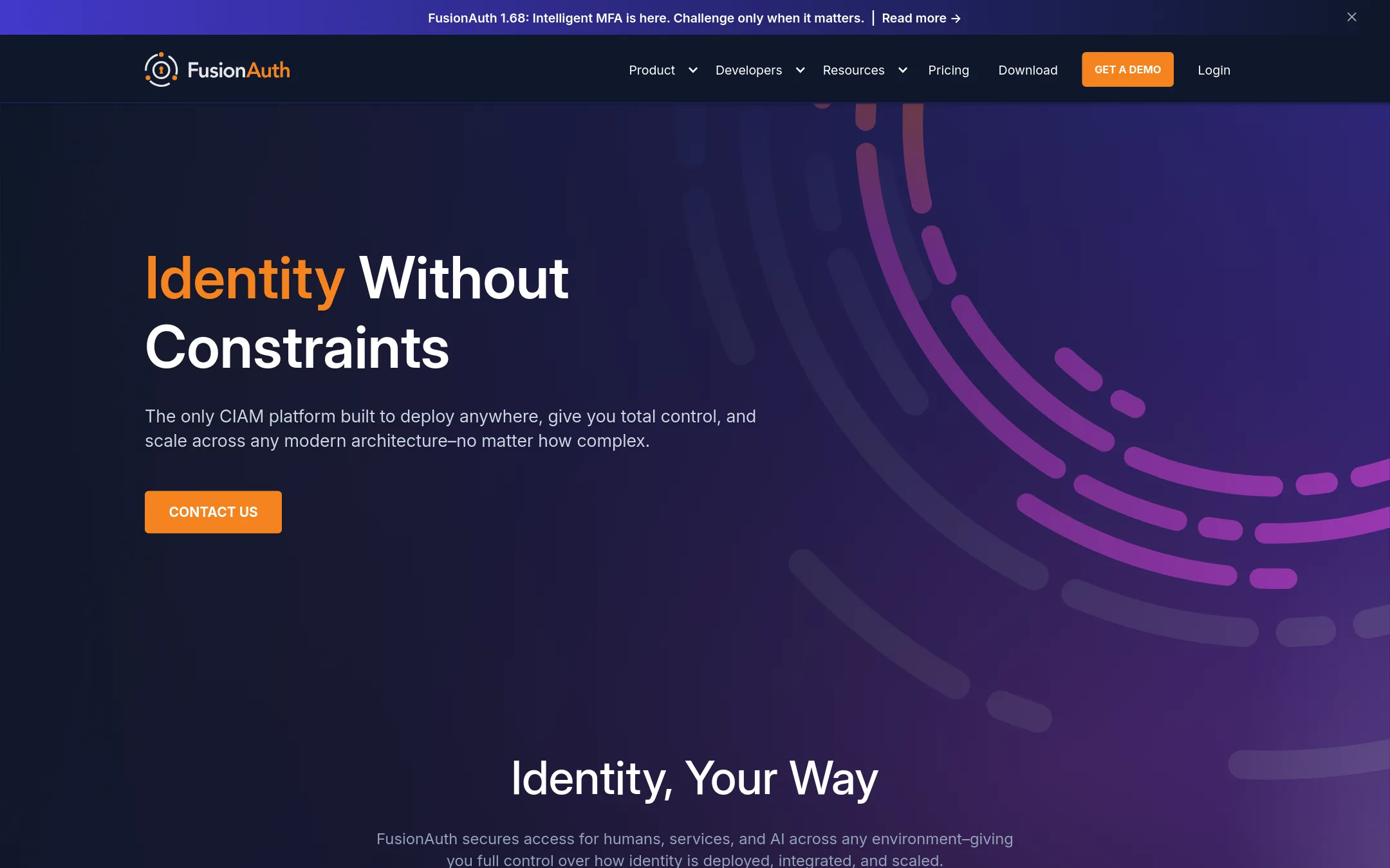 FusionAuth homepage