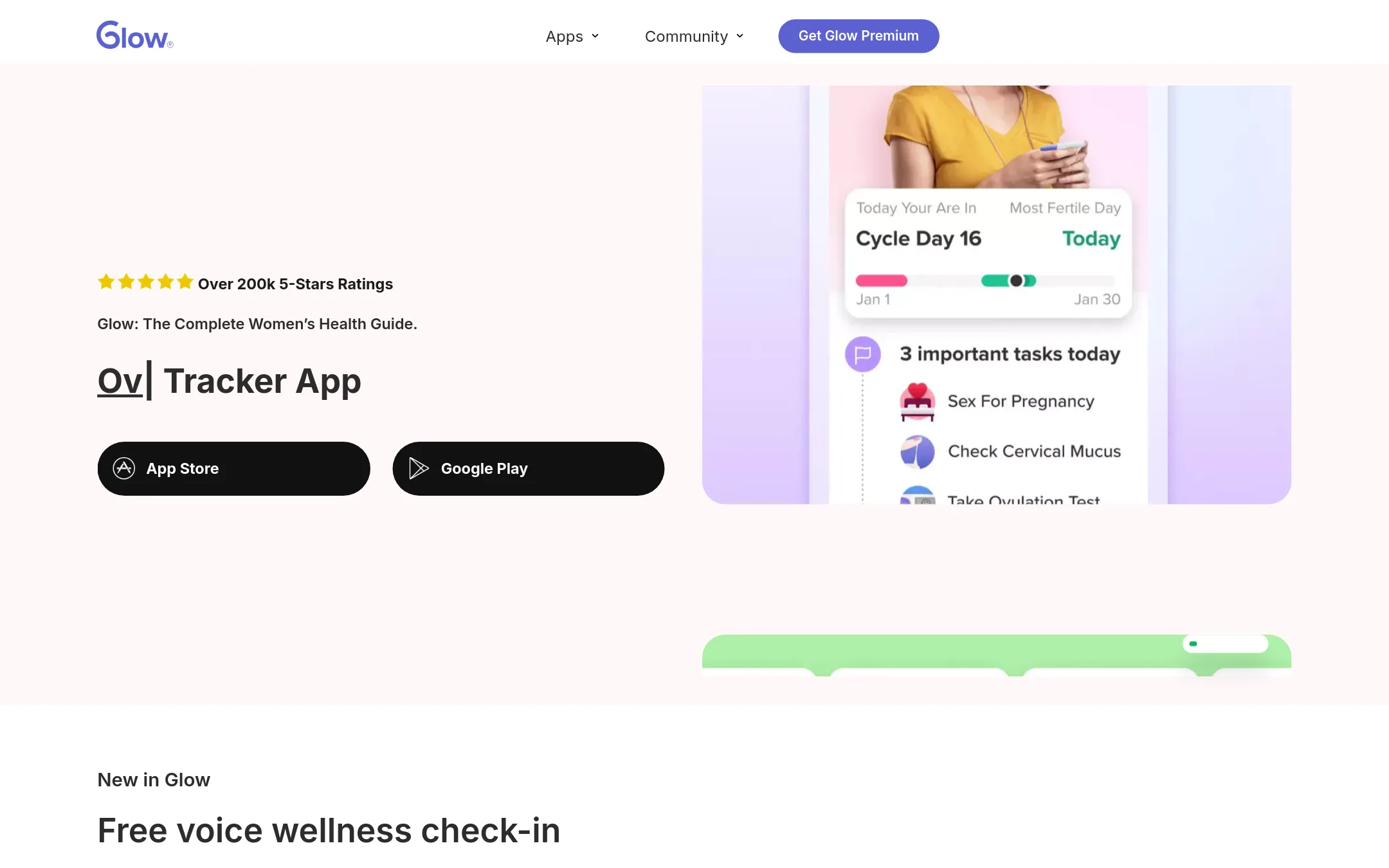 Glow homepage