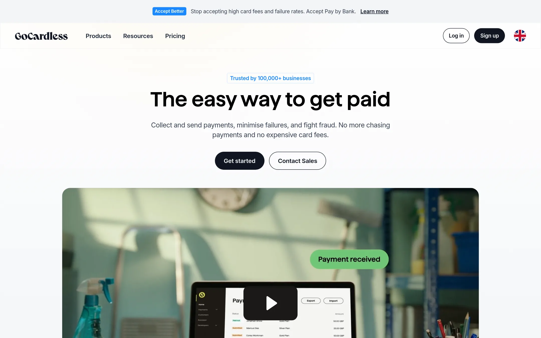 GoCardless homepage