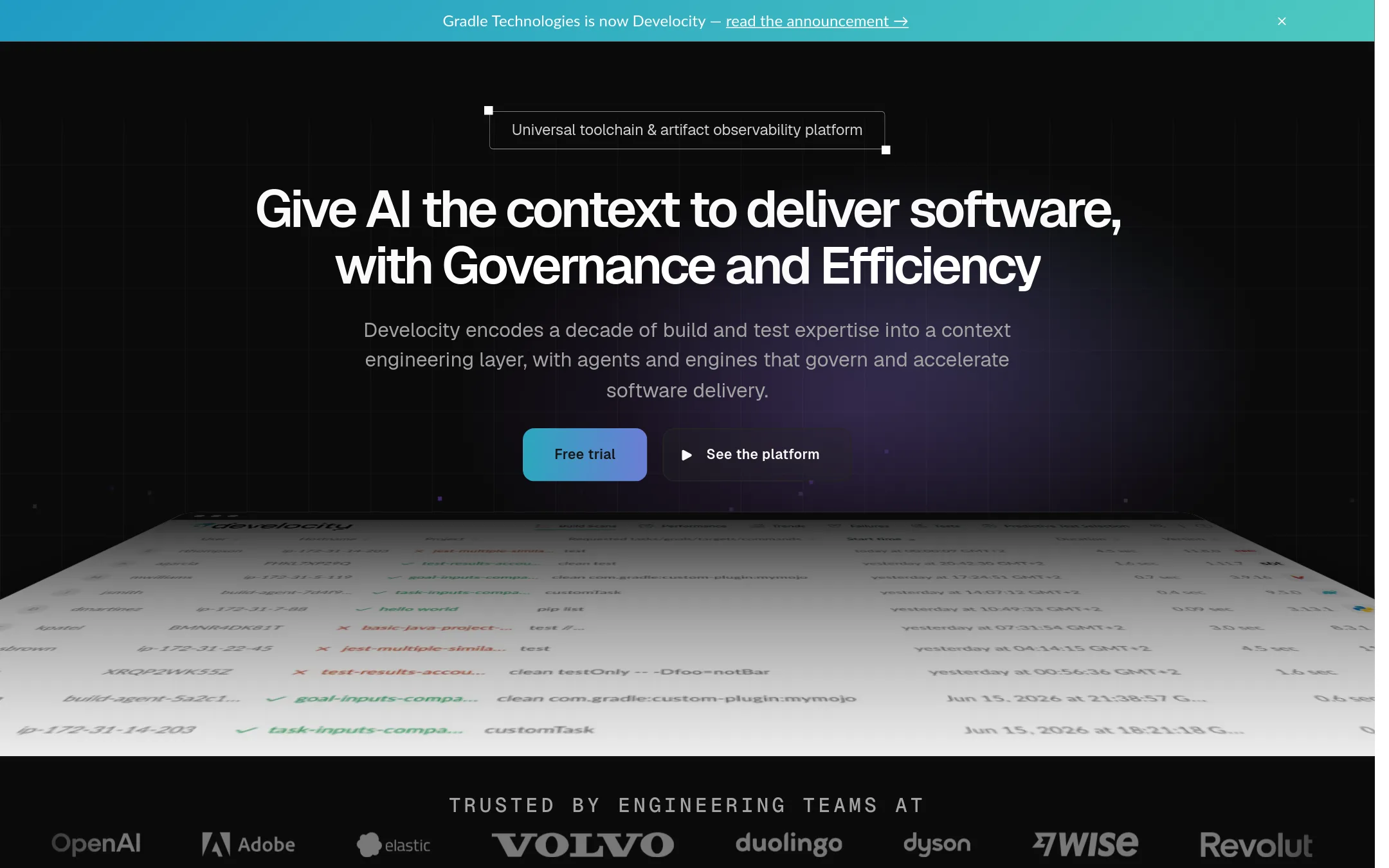 Gradle Enterprise homepage