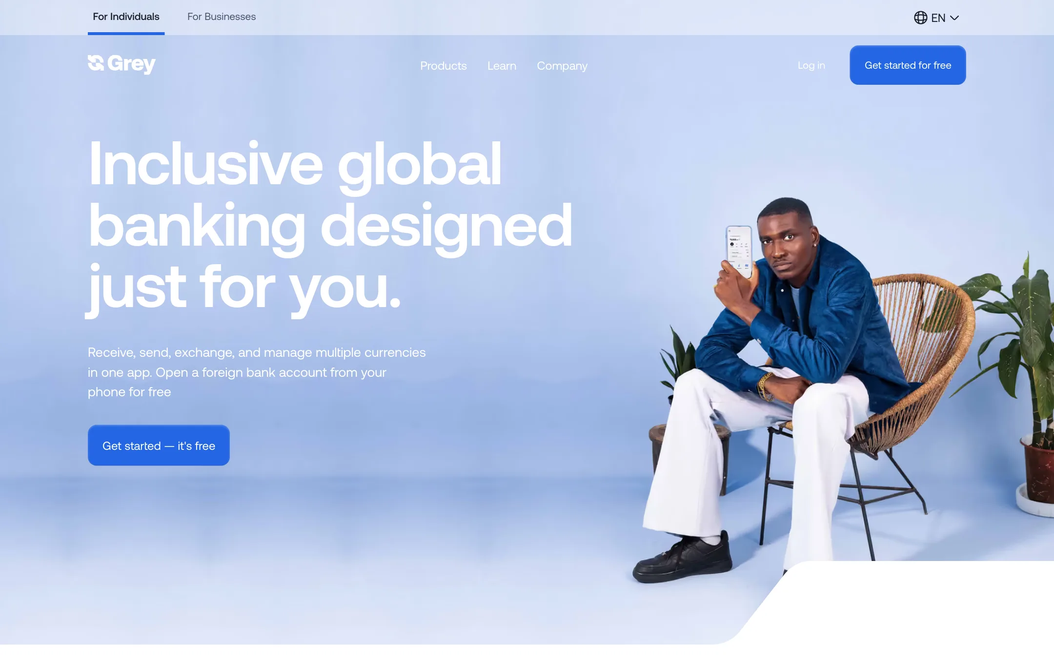 Grey homepage