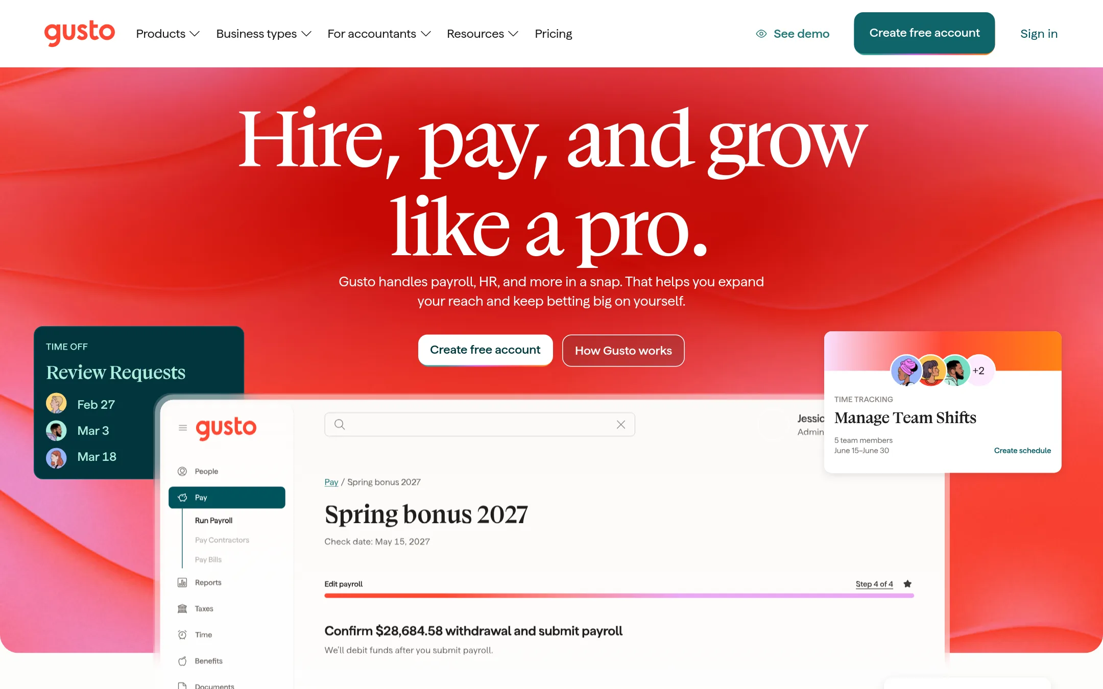 Gusto homepage
