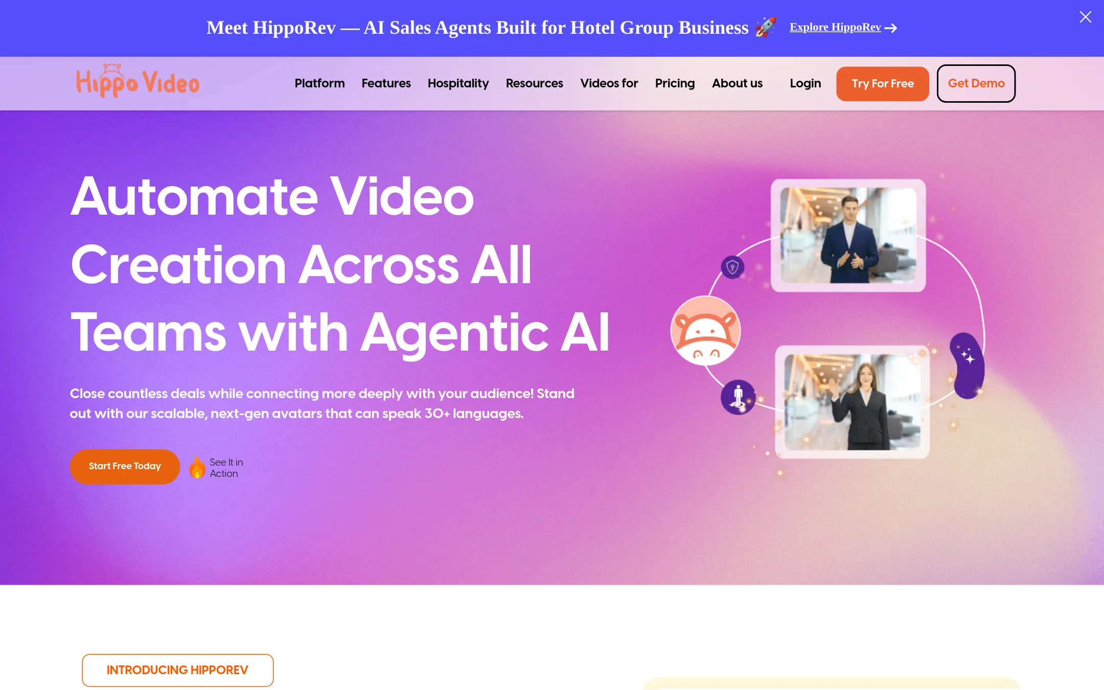 Hippo Video homepage